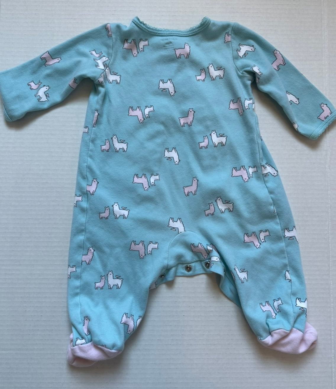 #93 Carter's Turquoise Llama Onesie Sleeper Girls 6M