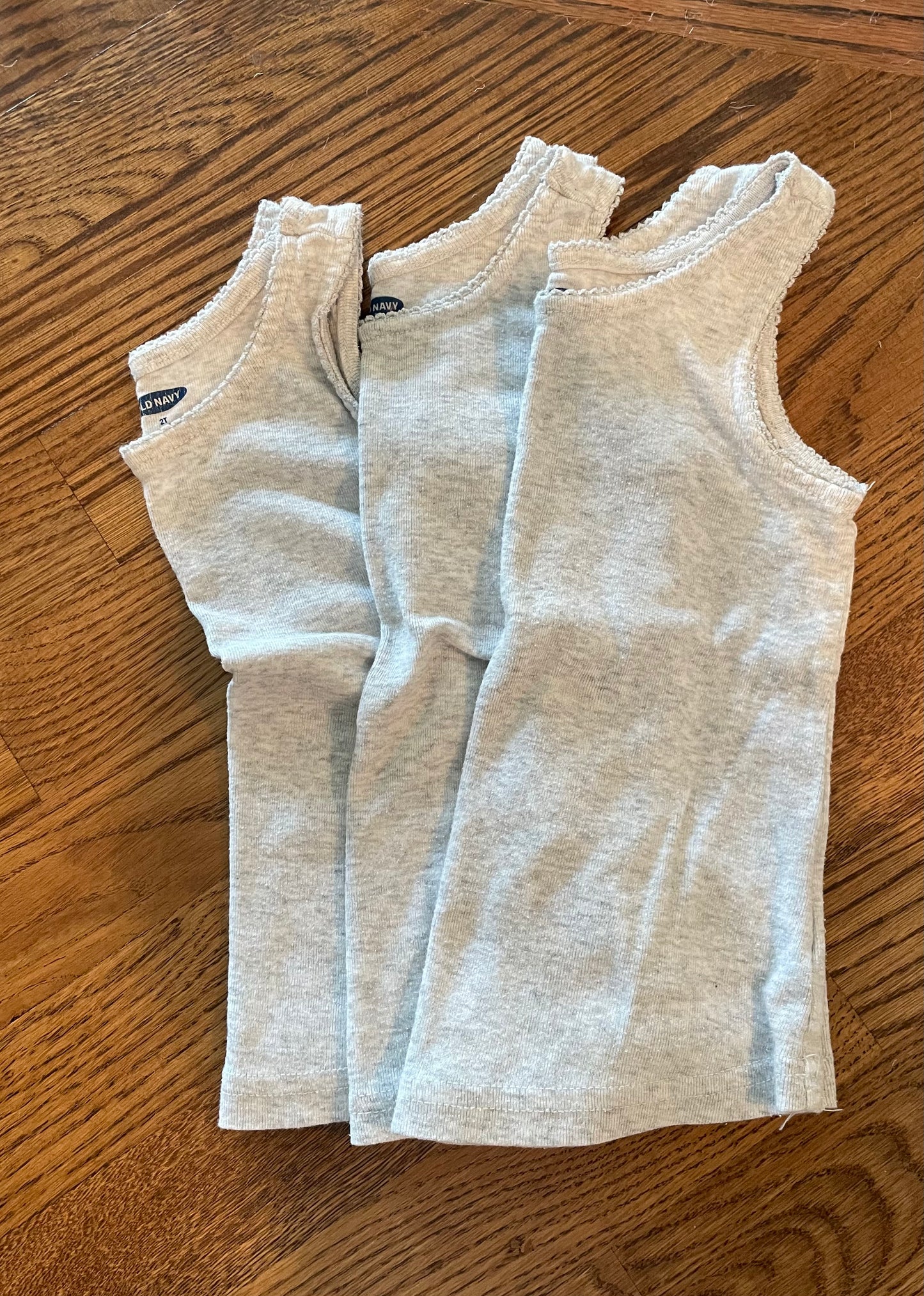 #57 Girls Old Navy light grey undershirt bundle, size 2t,