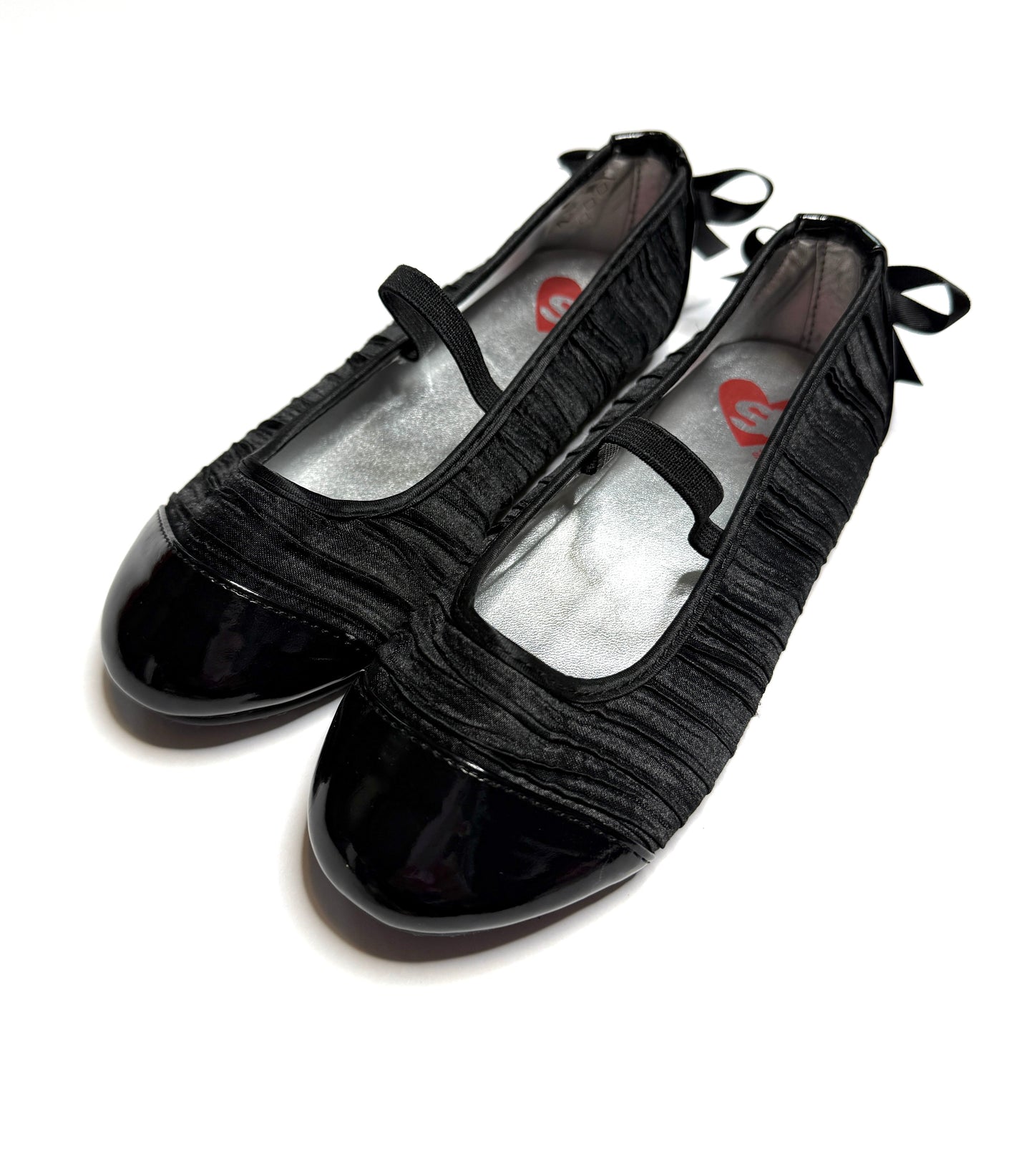Seller 89 Girls Size 11.5 Striderite Black Ballet Flats with Bow on Back VGUC
