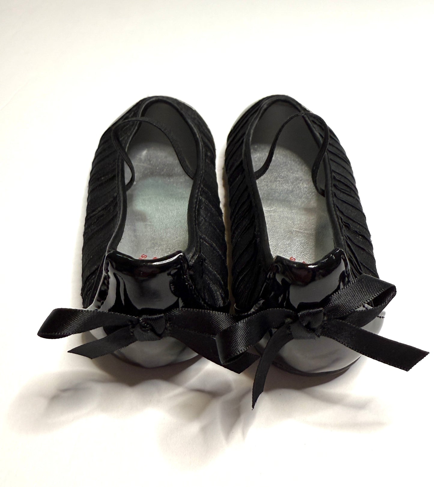 Seller 89 Girls Size 11.5 Striderite Black Ballet Flats with Bow on Back VGUC