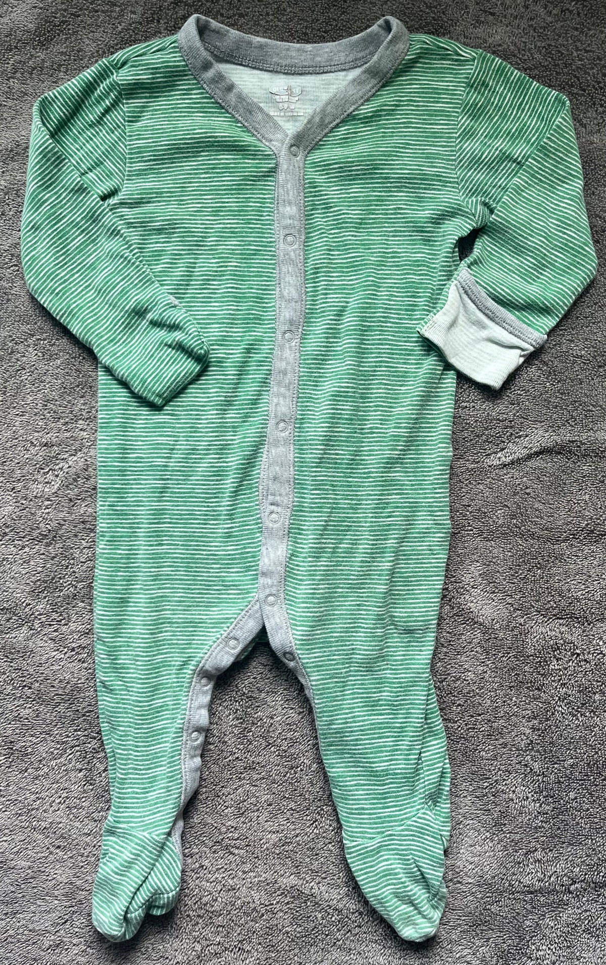 Seller #13 Old Navy boys 6-9 months sleeper pajamas green stripes