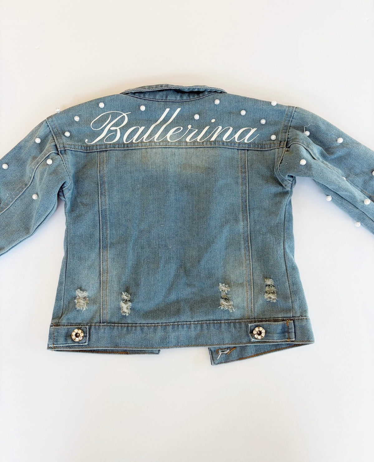 #96 | Girls Ballerina Pearl Denim Jacket