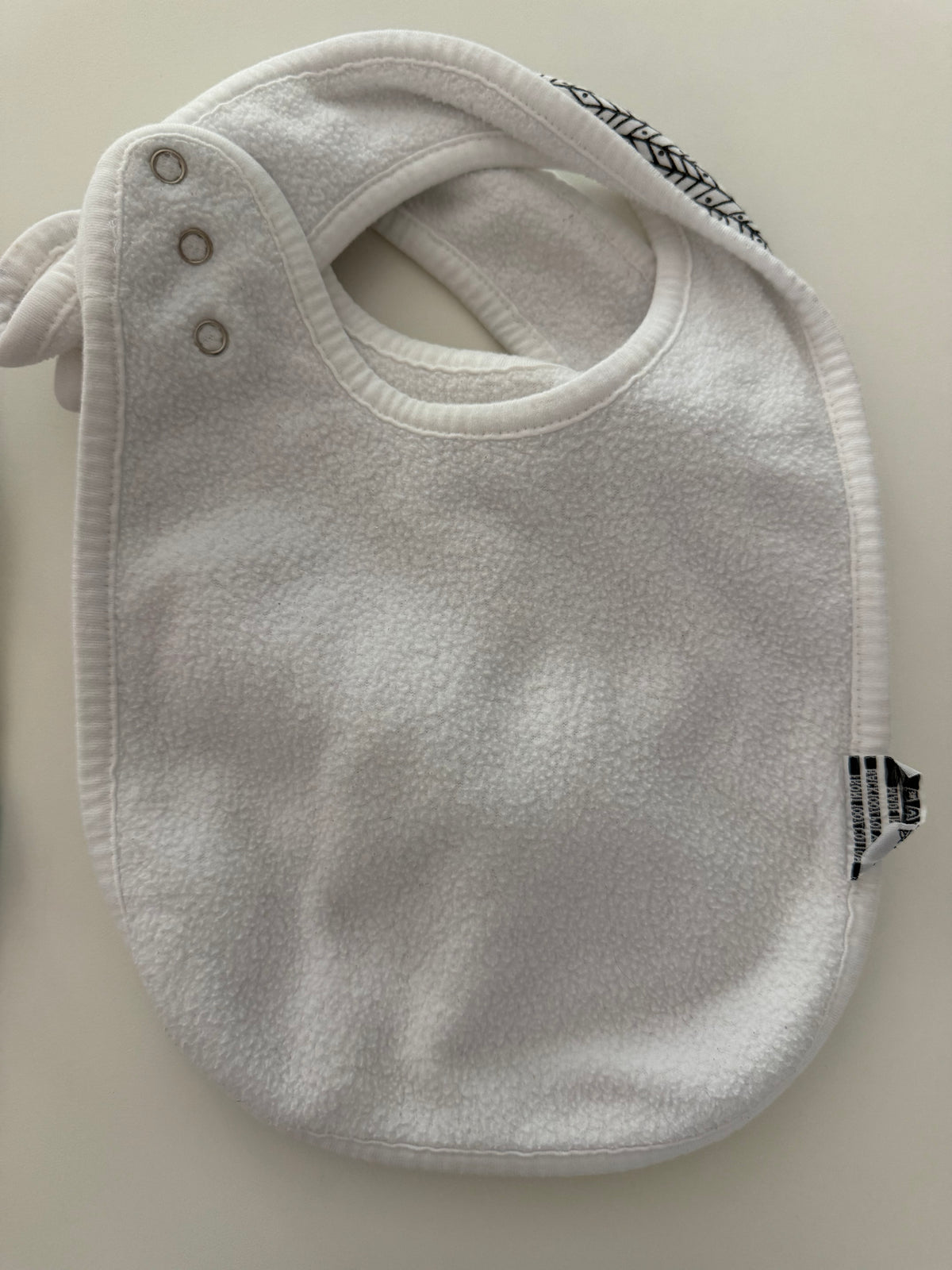 #117, Baby bibs, white & black print, set of 4, VGUC