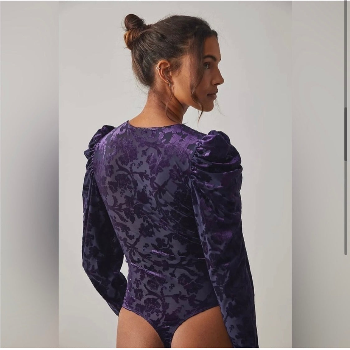 #116 Free People Purple plum Velvet Bodysuit Small New