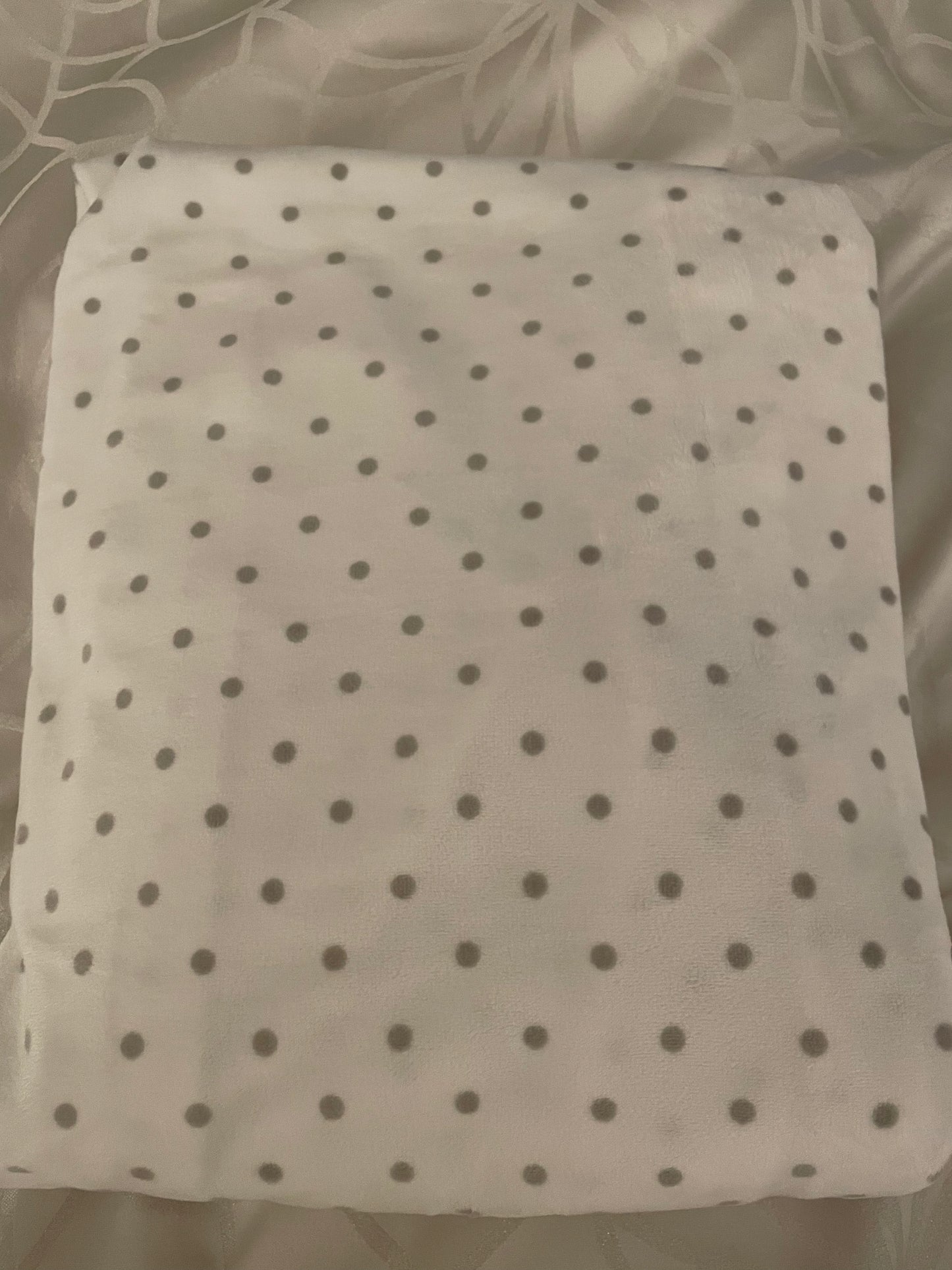 #57 Pottery Barn Kids, Chamois Grey Polka Dot fitted crib sheet