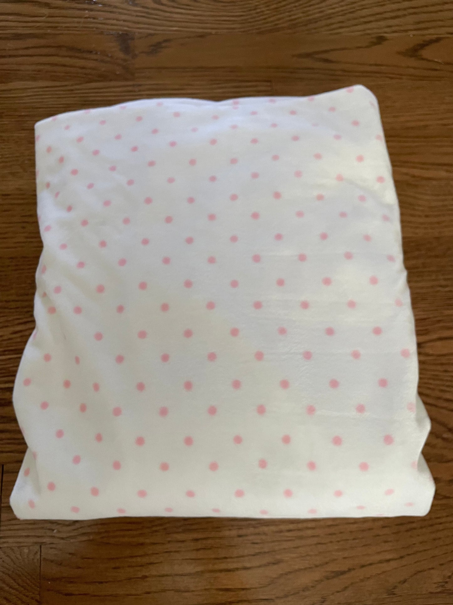 #57 Pottery Barn Girls, Chamois pink polka dot fitted CRIB sheet