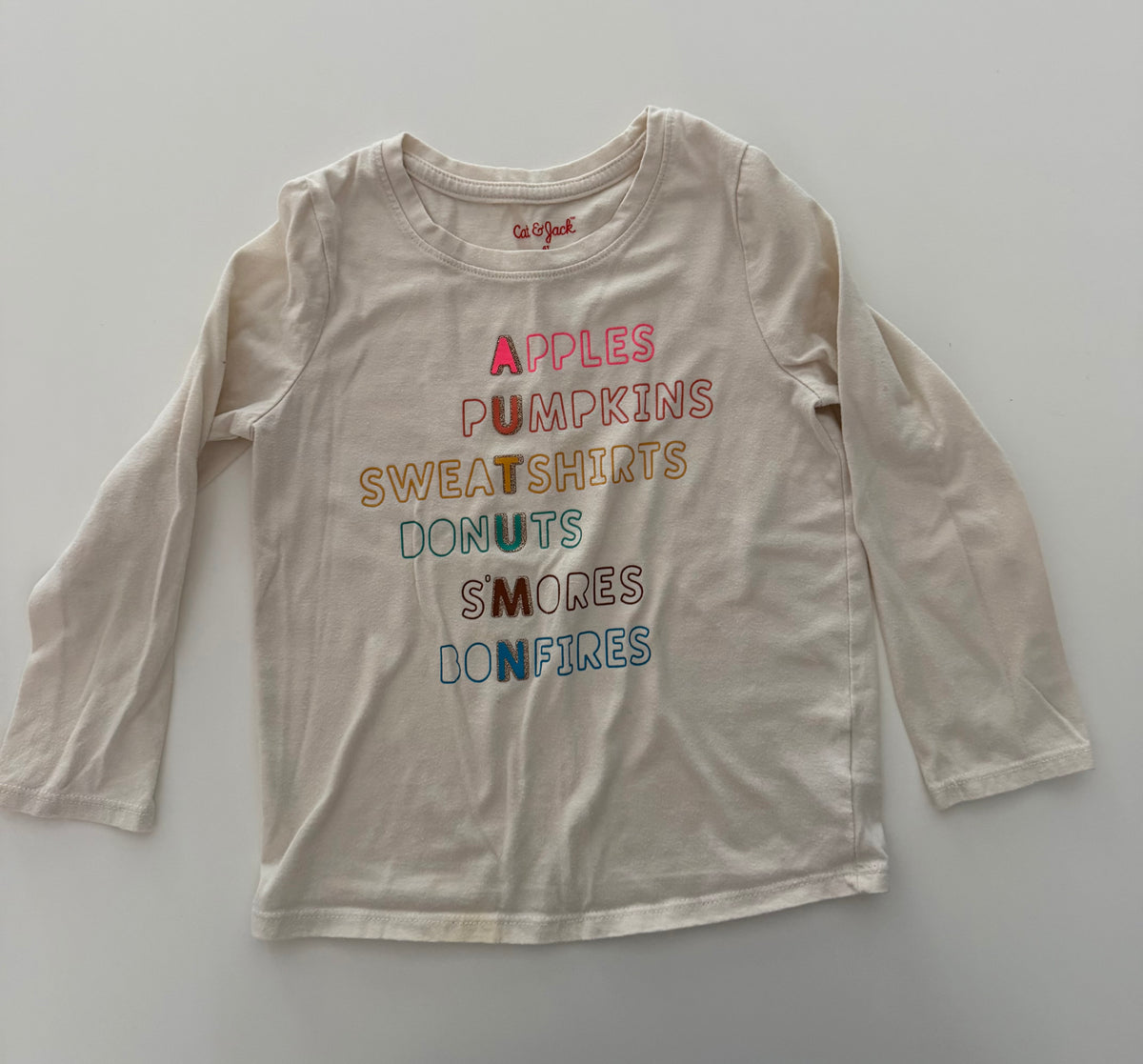 #117, Girls 4T, Cat & Jack fall shirt, GUC