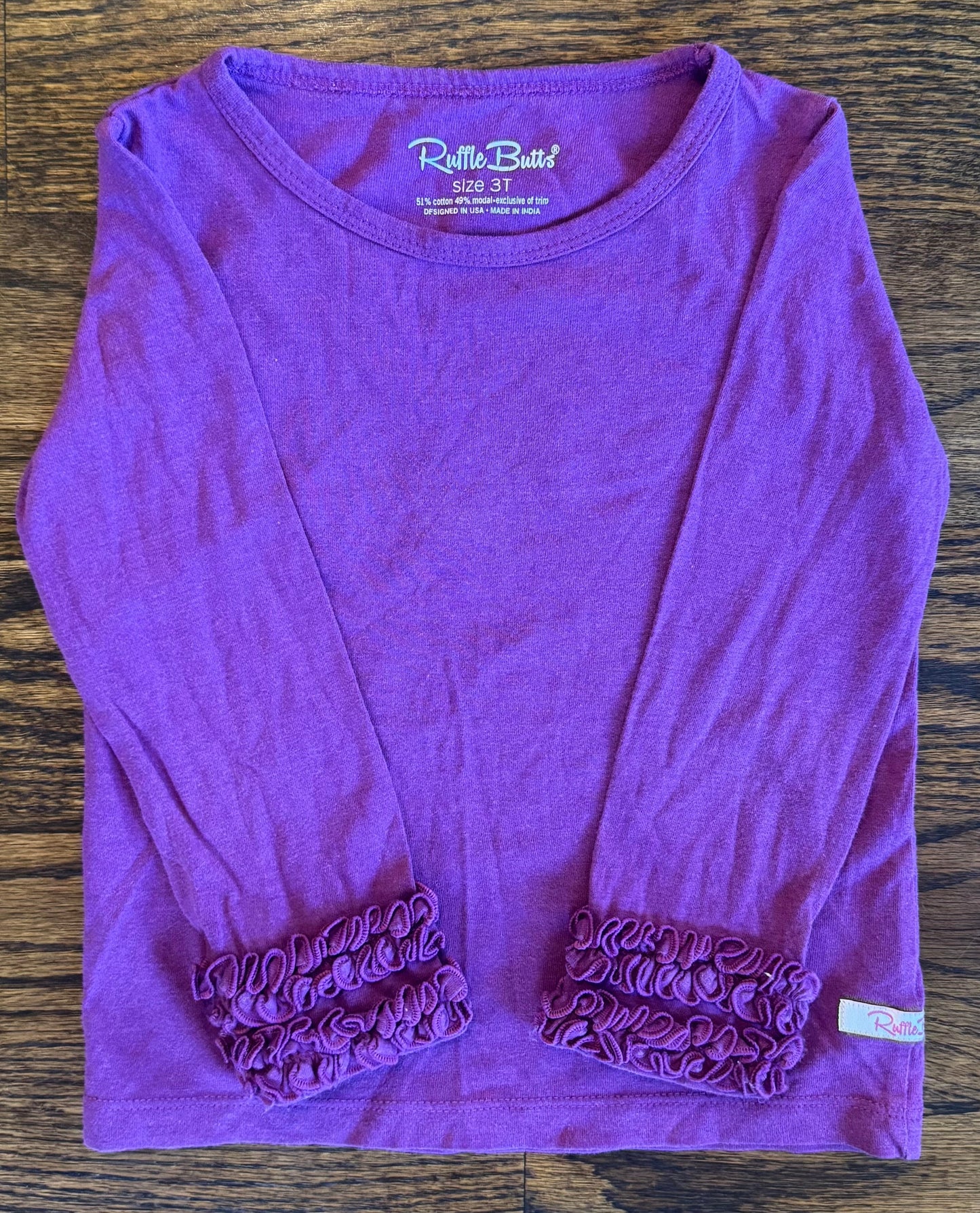 #172 REDUCED Ruffle Butts Girls Purple Long Sleeve Top Size 3T