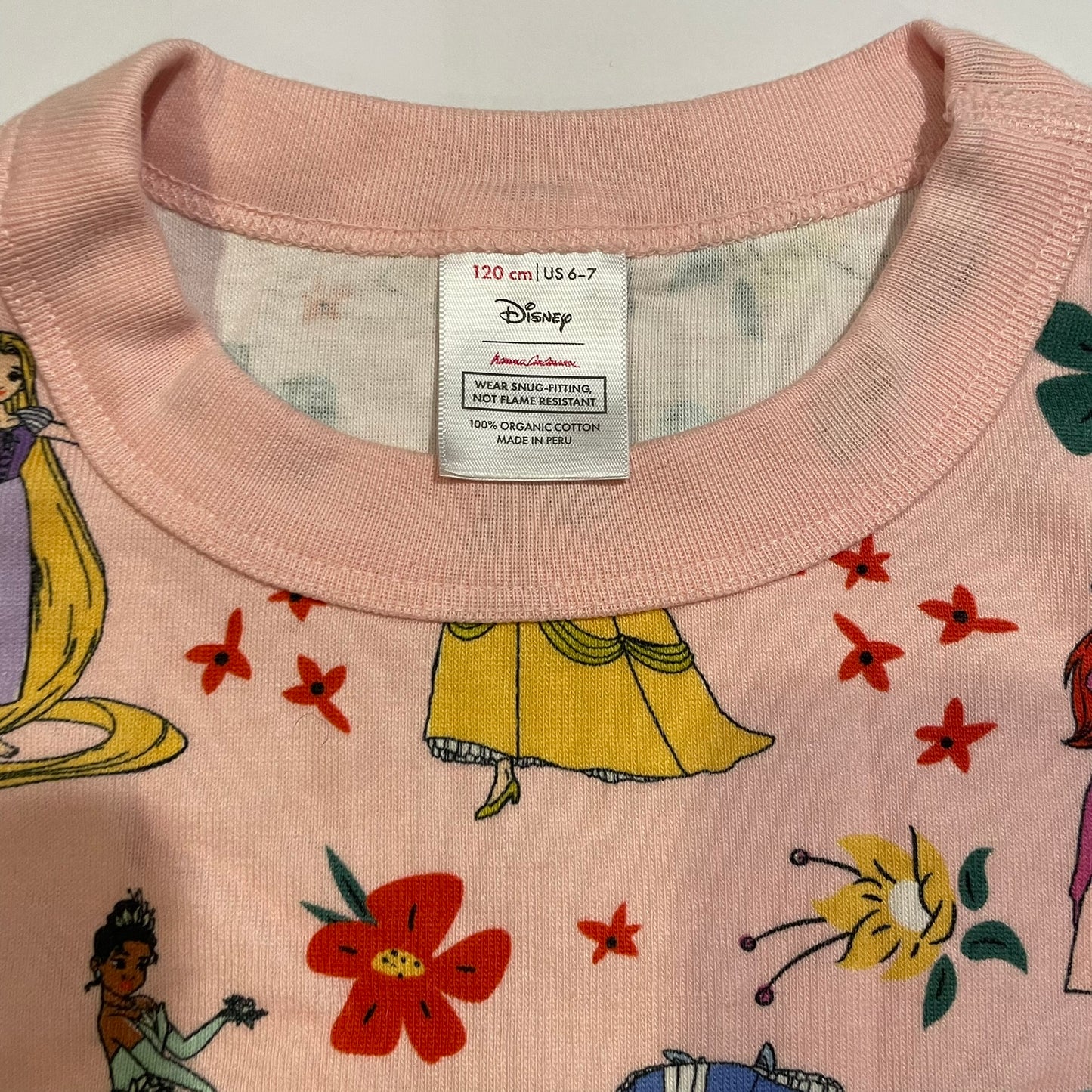 #126 Hanna Andersson 120 (6-7) LJ Pink Disney Princess Jammies EUC