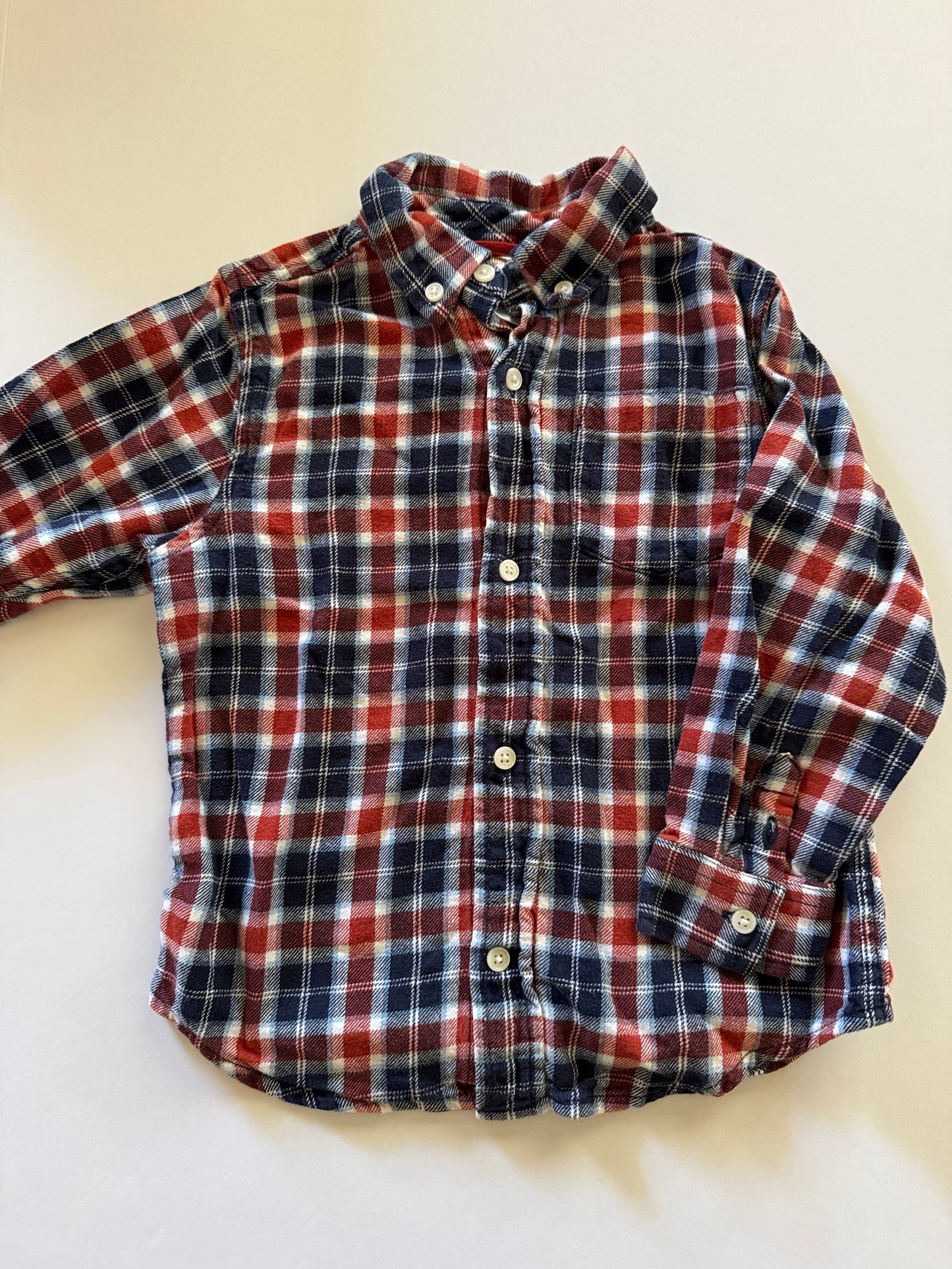 REDUCED # 92 boys Gymboree 3 t red navy plaid button up long shirt