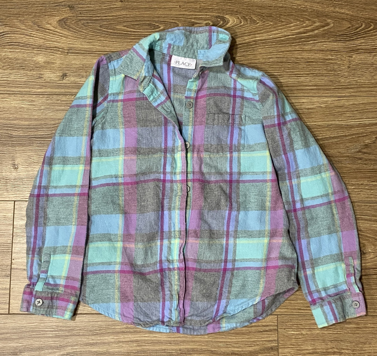 Seller #100 Girls Size M 7/8 Place Purple and Blue Flannel Shirt