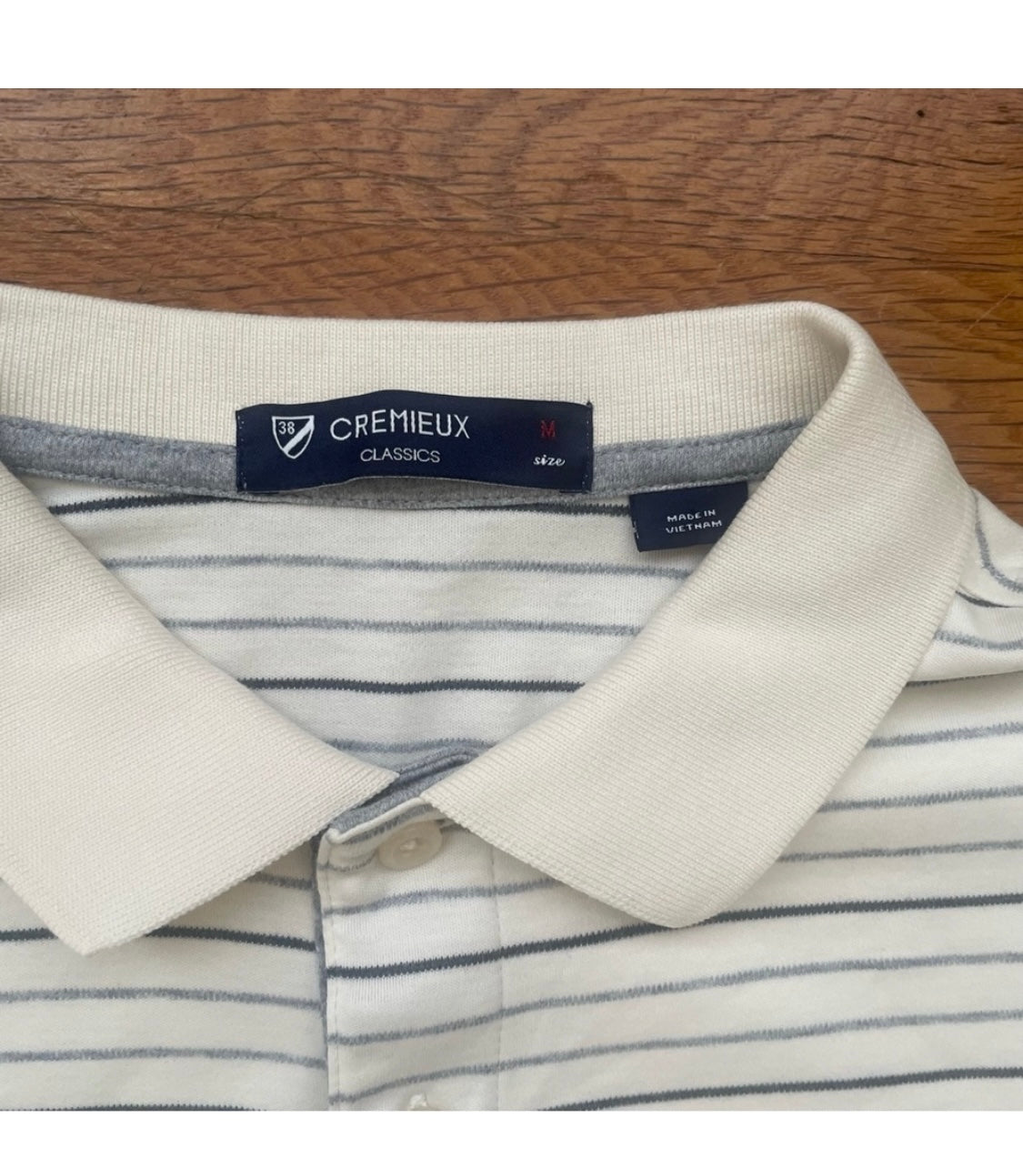 #116 DANIEL CREMIEUX Stripe Long Sleeve Polo Shirt Small