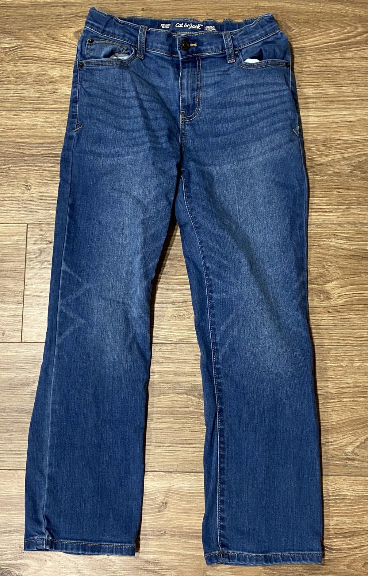 Seller #100 Boys Size 12 Cat and Jack Straight Stretch Jeans Dark Wash