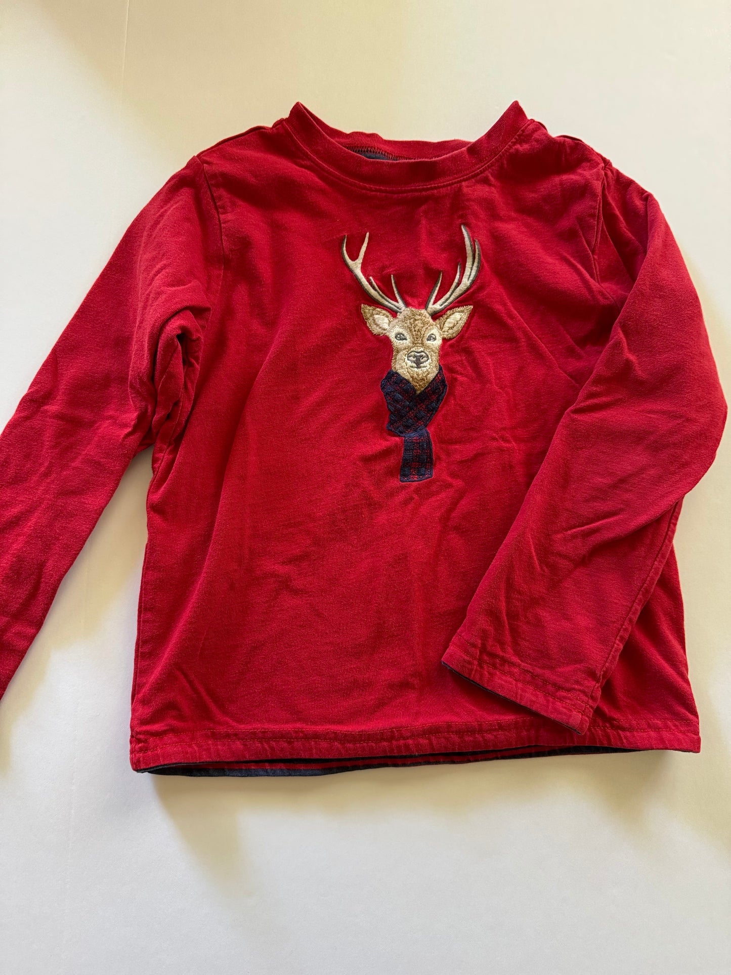 REDUCED #92 Boys 4 t janie and jack red holiday rain deer lines long sleeve top