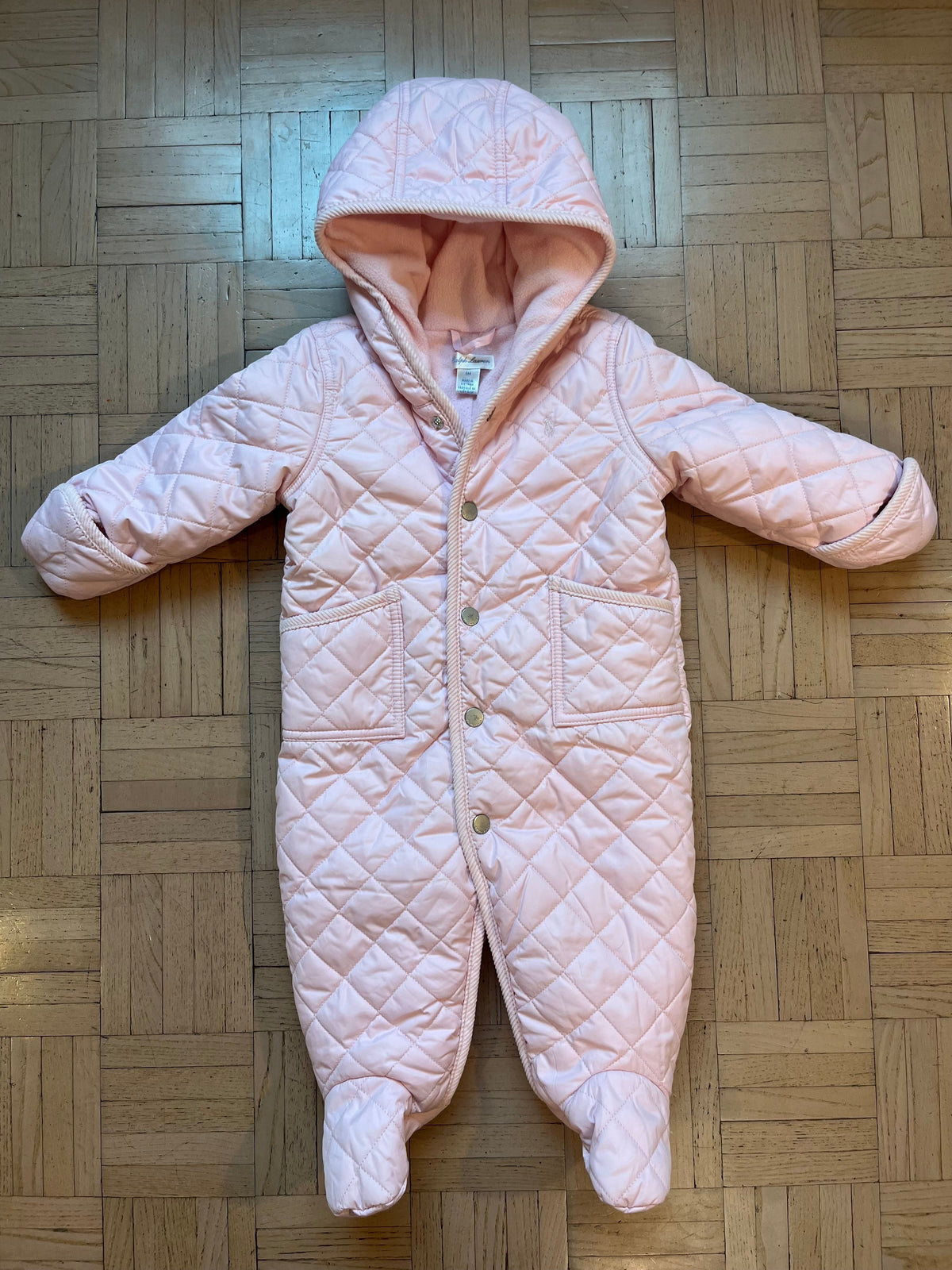 #195 EUC Polo Ralph Lauren girls 6 month pink snow suit
