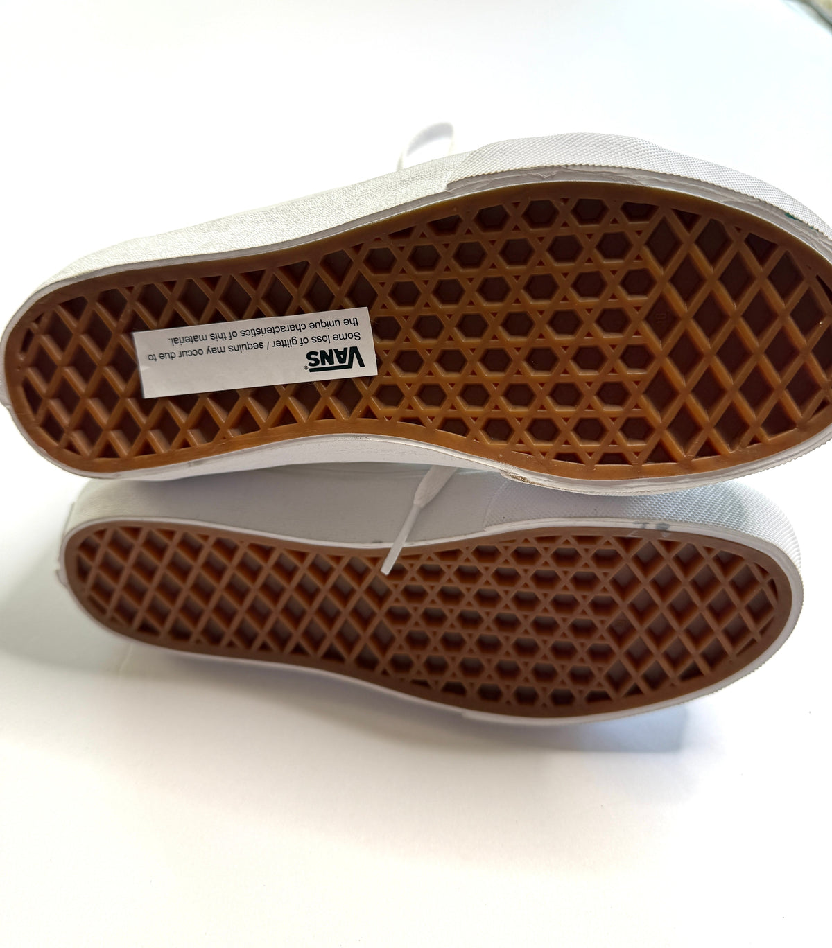 155 Girls White Sparkle Vans High Tops NEW Size 1.5