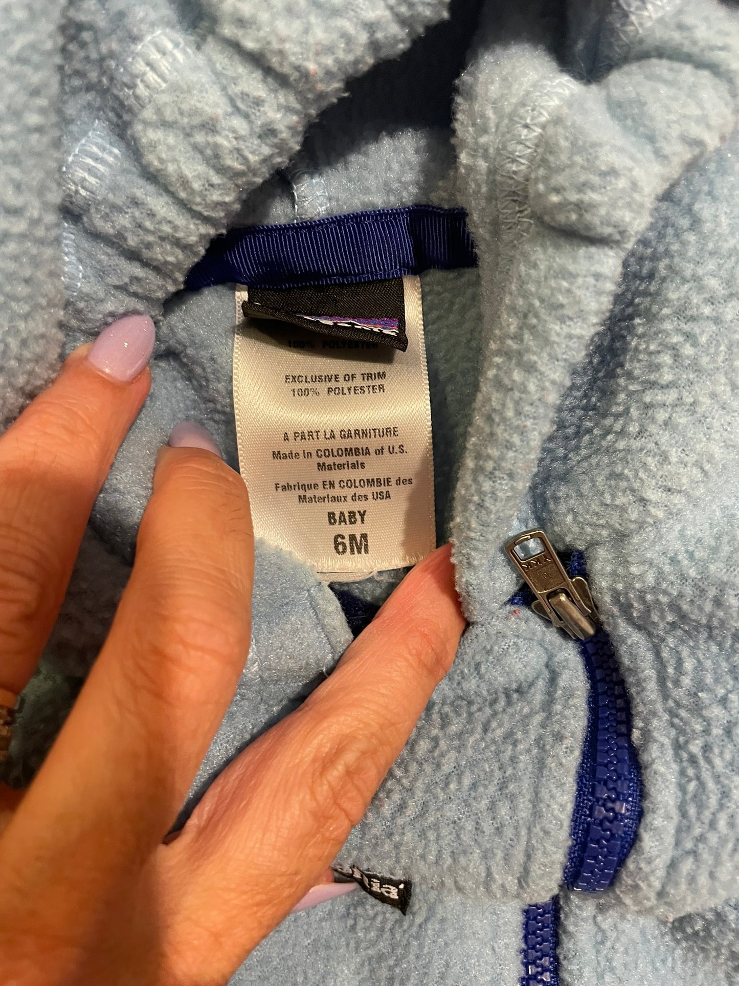 #126 Patagonia 6M Blue Winter Bunting GUC