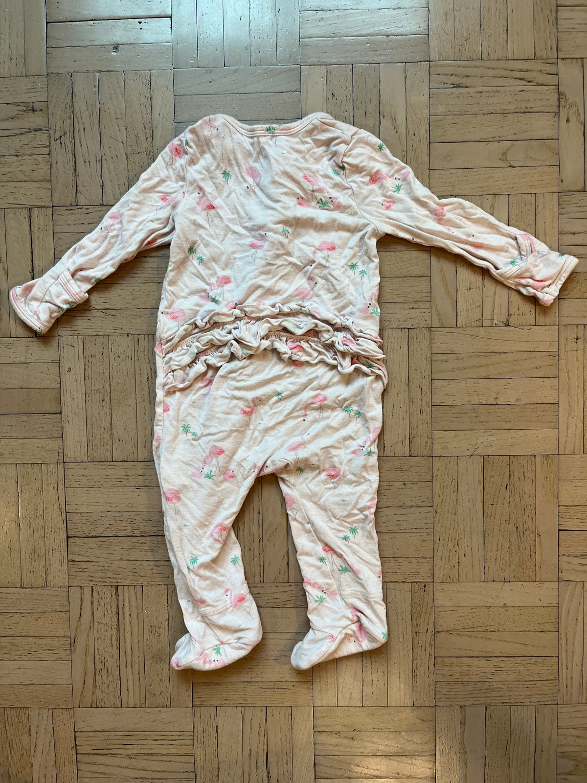 #195 Angel Dear Flamingo Girls 3-6 month Sleeper with Mitten Cuffs
