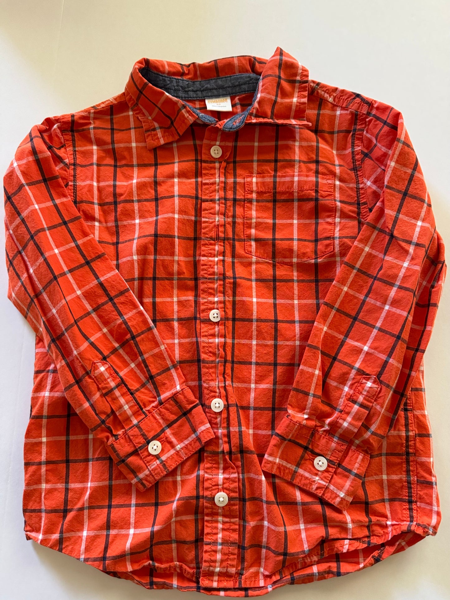 REDUCED # 92 boys Gymboree orange plaid button up long sleeve top