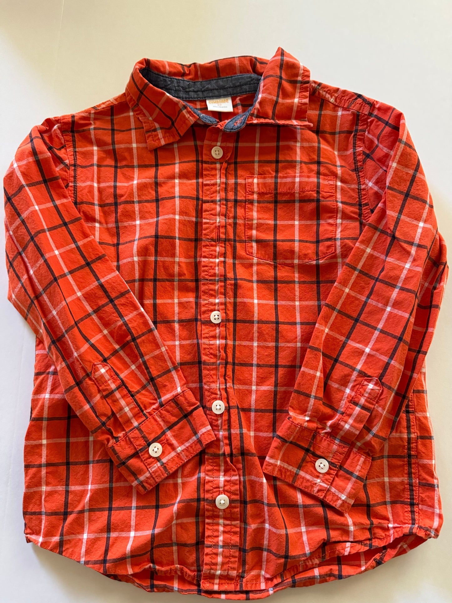 REDUCED # 92 boys 5 t Gymboree orange plaid button up long sleeve top