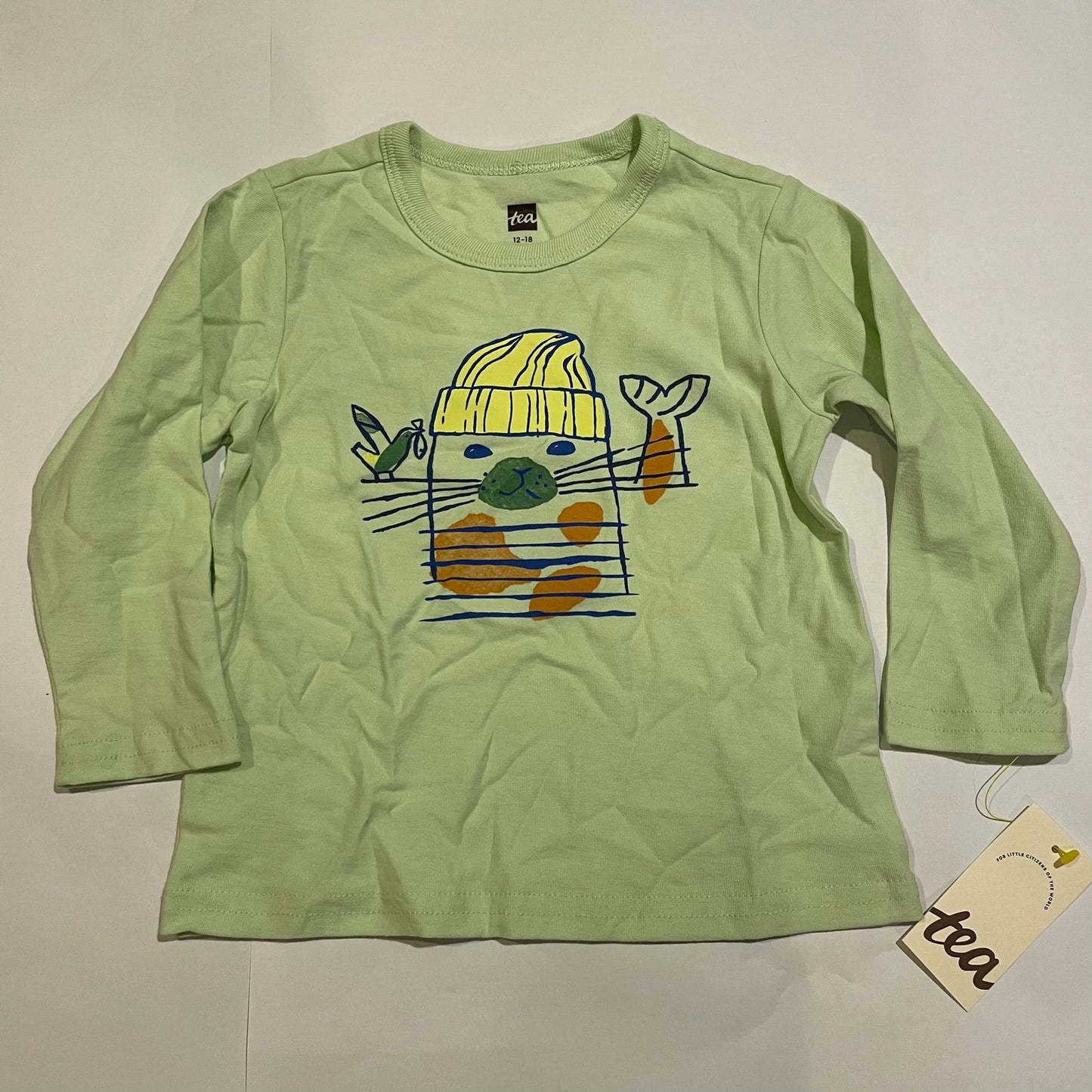 #126 Boys Tea LS Green Shirt 12-18 months New with Tag