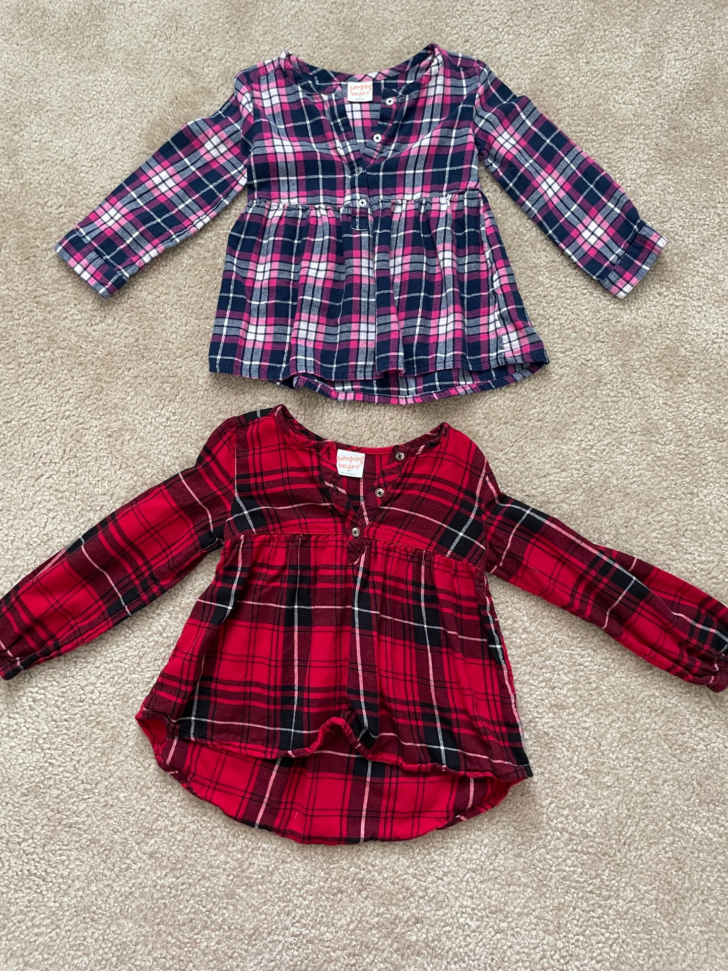 Seller 129- Girls 4T Jumping Beans flannel shirt bundle
