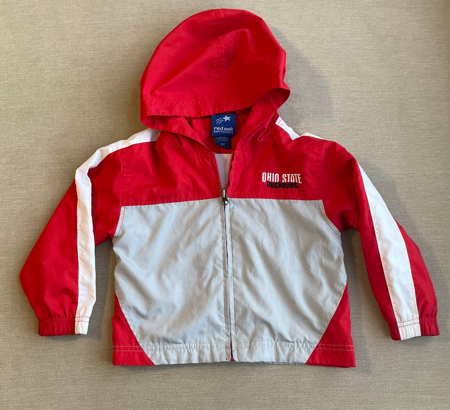 Seller #12 Gender Neutral | Red, Gray, and White Ohio State Windbreaker Jacket | Size 3T