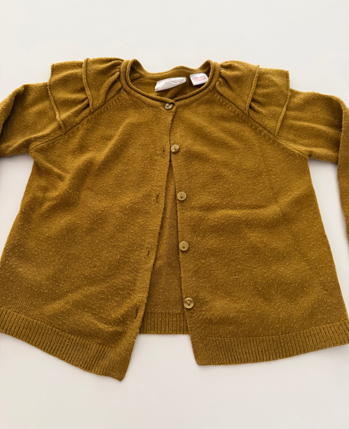 #117, Girls 24M, Zara mustard yellow button down sweater, GUC