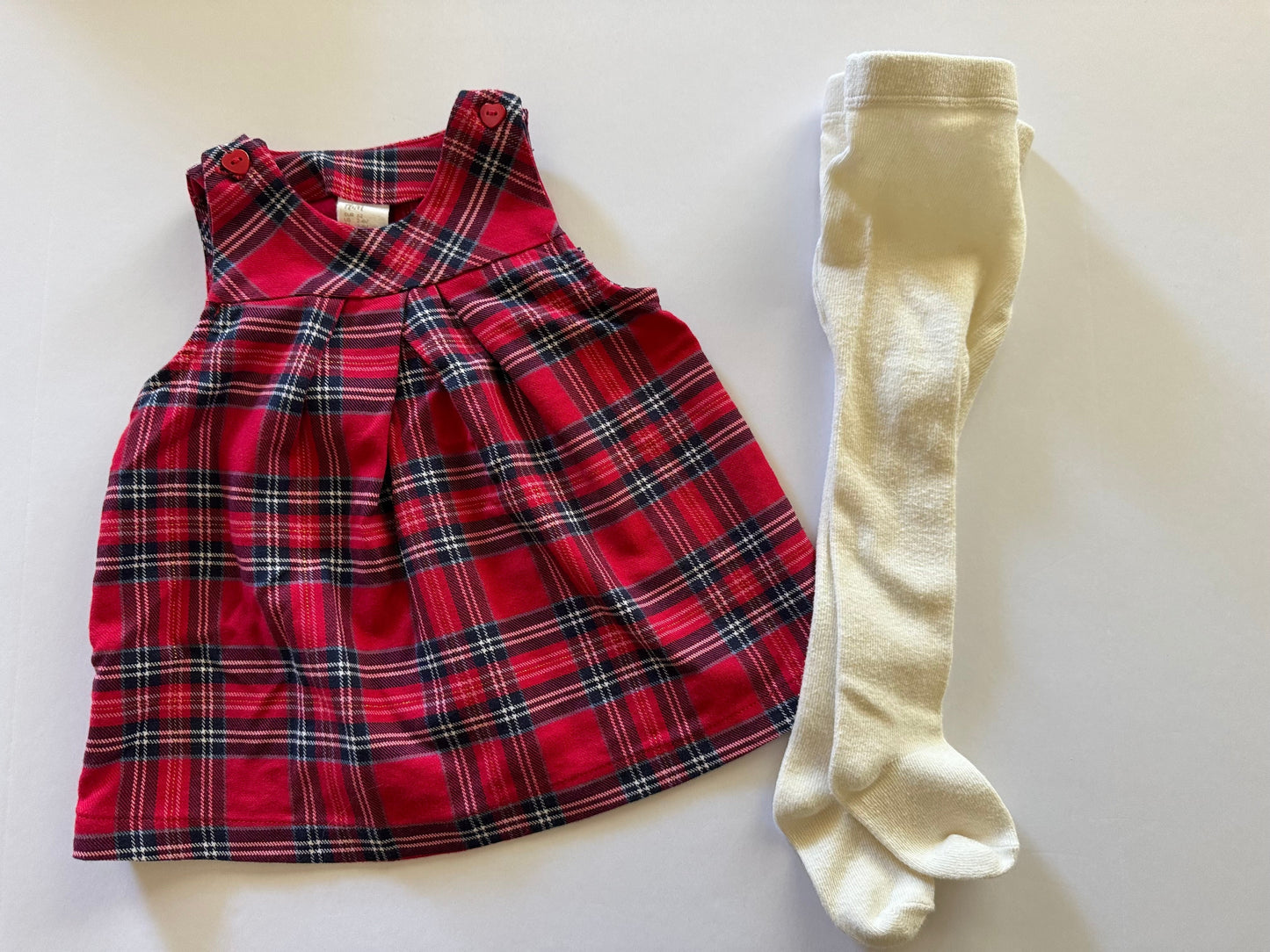 REDUCED #92 Girls 2-4 h and m holiday Christmas dress with 3-6 month cream tights