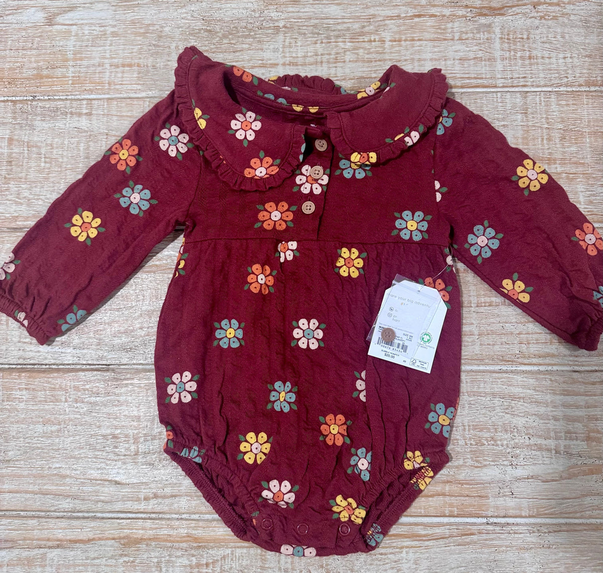 #108 Little Co. Fall Ruffle Bubble Romper 6M NEW