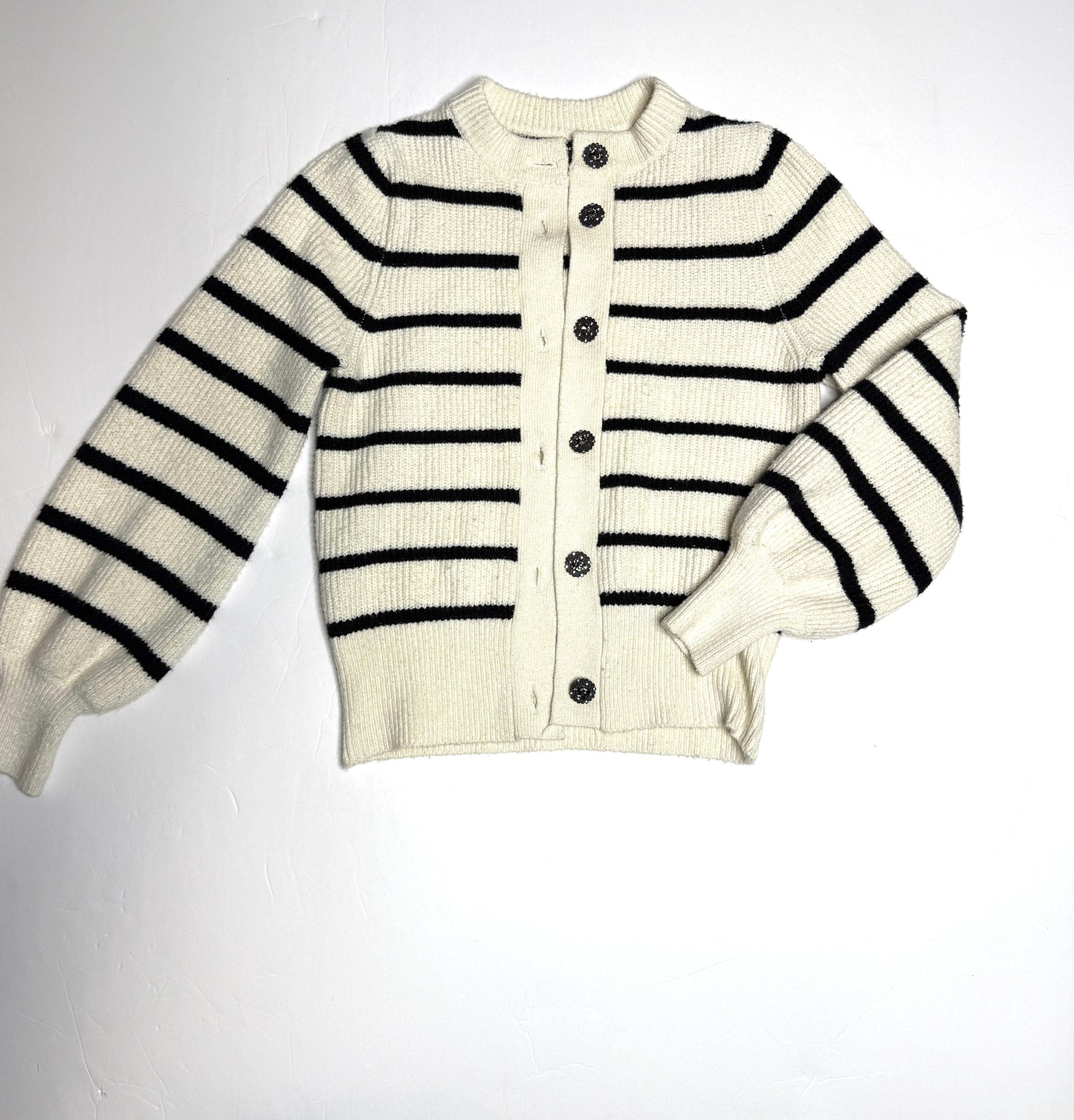 Seler 89 Women's Who What Wear Size Small Striped Cardigan With Jeweled Buttons VGUC