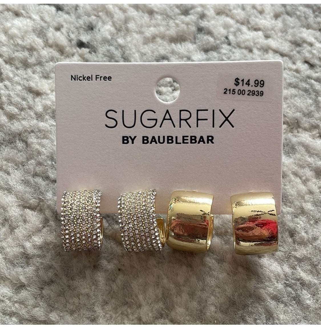 #116 NWT SugarFix Gold Hoops and rhinestones hoop earrings