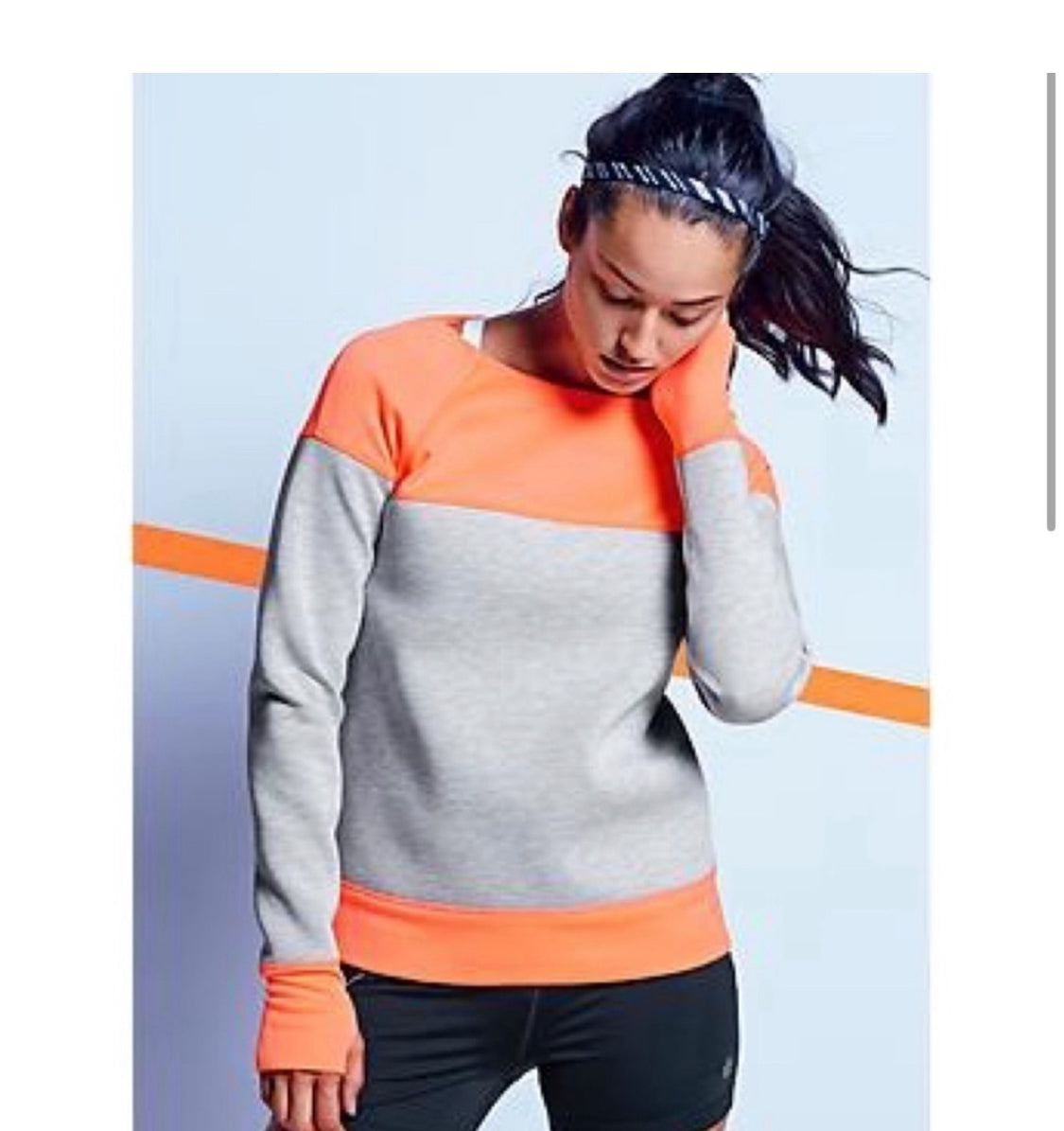 #116 Athleta Fuse Colorblock Sweatshirt Orange XS