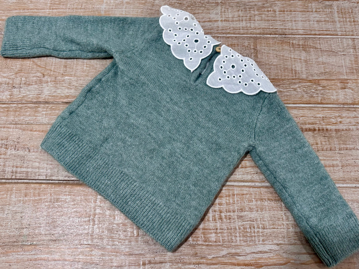 #108 Infant Girl H&M Eyelet Sweater 6M EUC