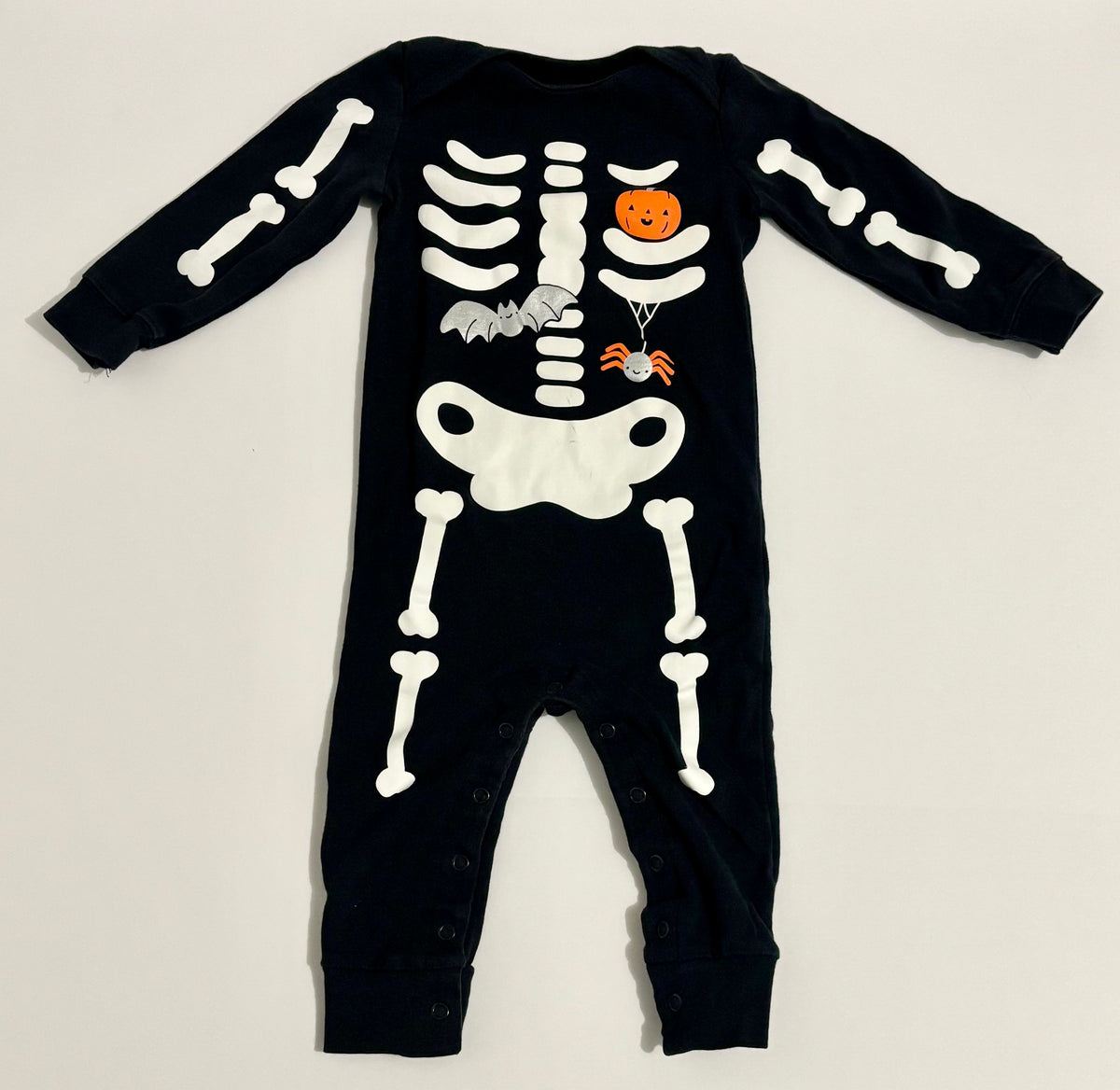 #132 - REDUCED - Carter's: Baby Skeleton Halloween Jumpsuit - Size 12M