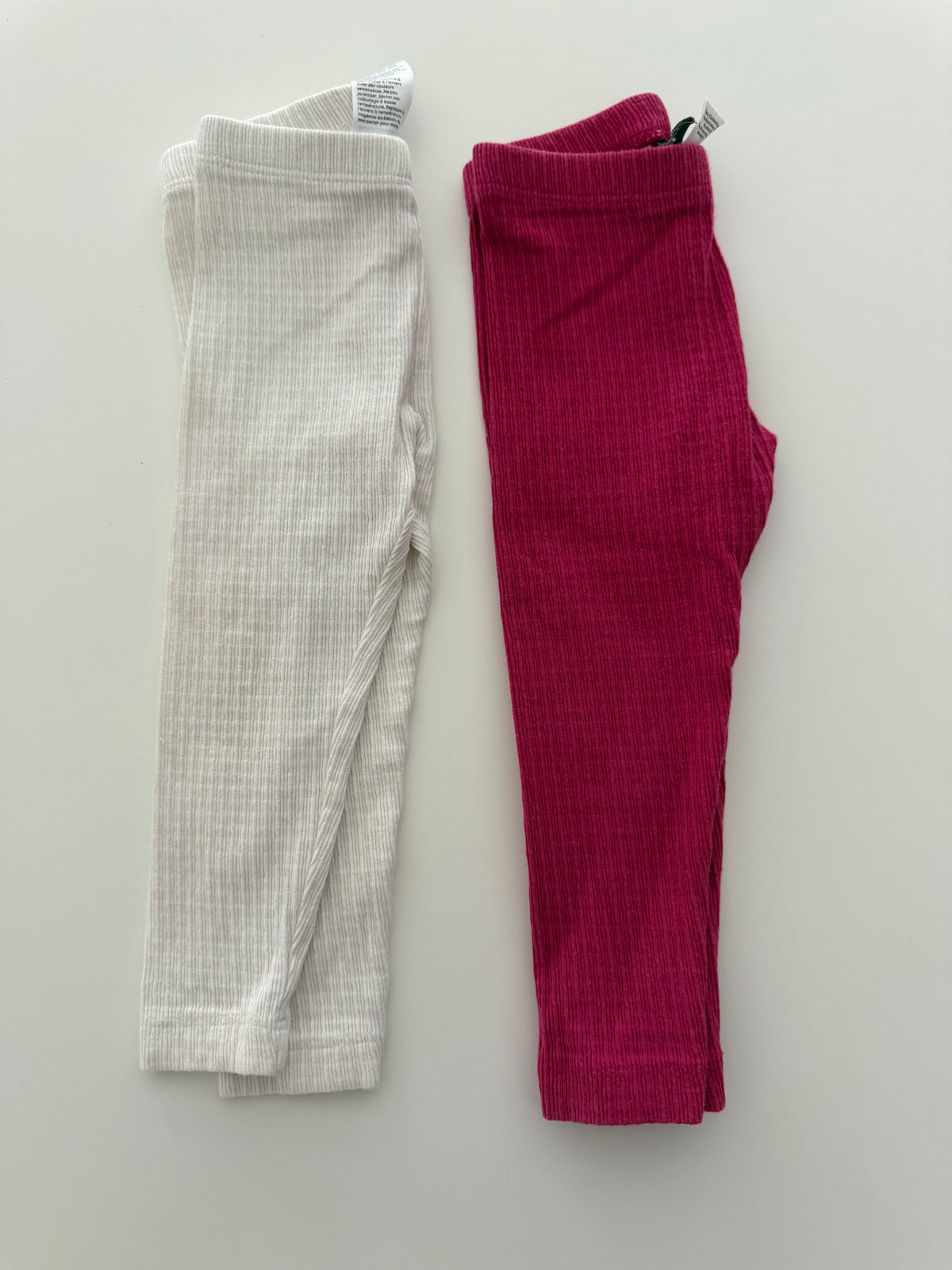 #117, Girls 18M, Tea pink & cream ribbed leggings, GUC