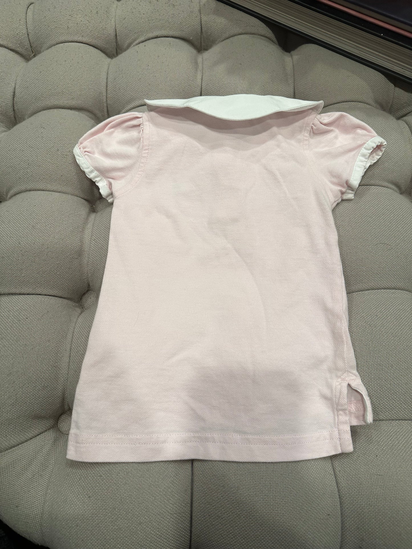 #85 TBBC Pink & White Polo, Infant girls 12-18m