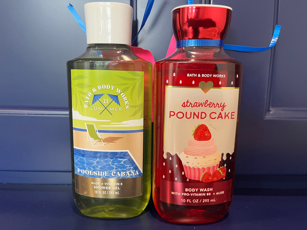 135 Bath and Body works BN, never used, poolside cabana and Strawberry pound cake shower gel.