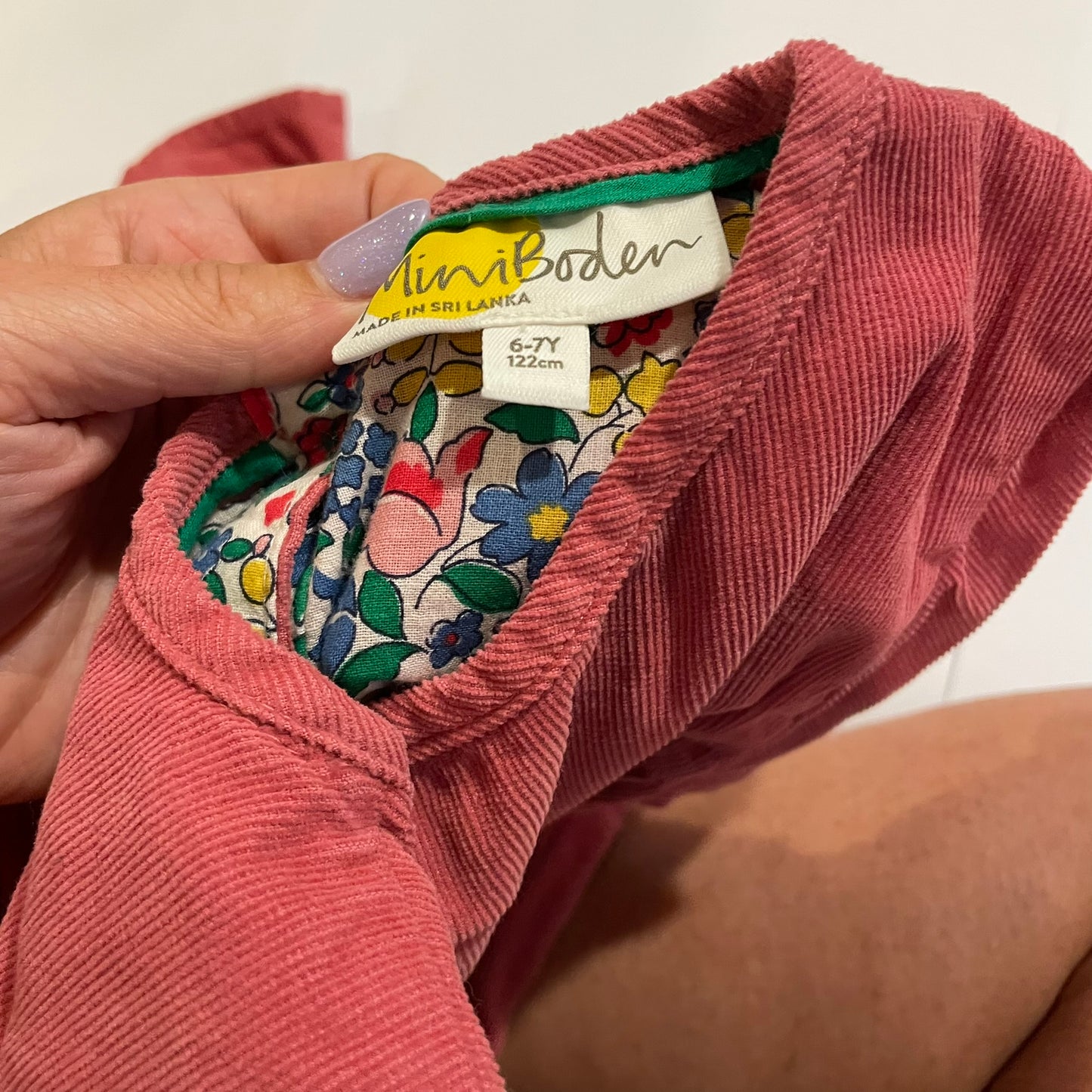 #126 Girls Boden 6-7Y Pink Cord Jumper/Dress EUC