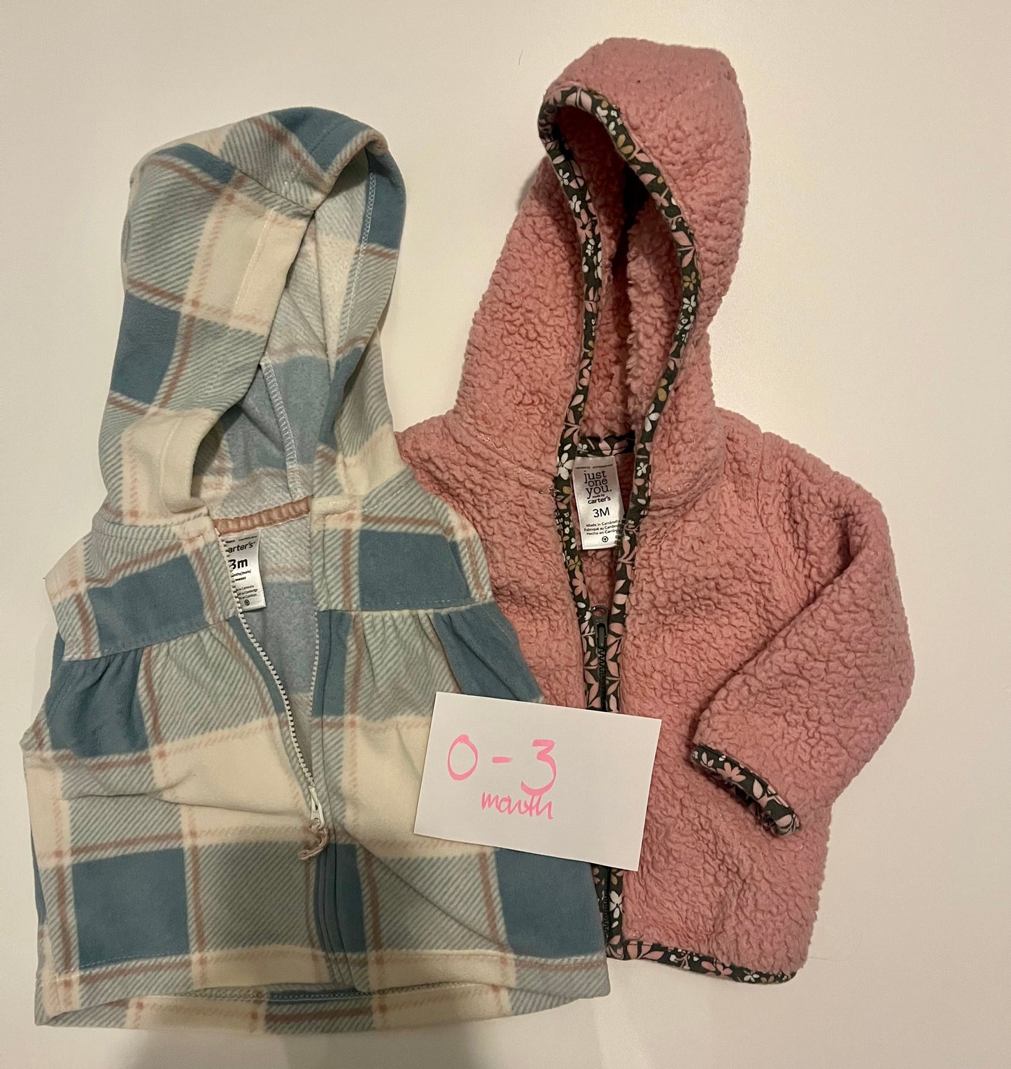 #32 girls 0-3 month pink fleece jacket and vest *reduced*