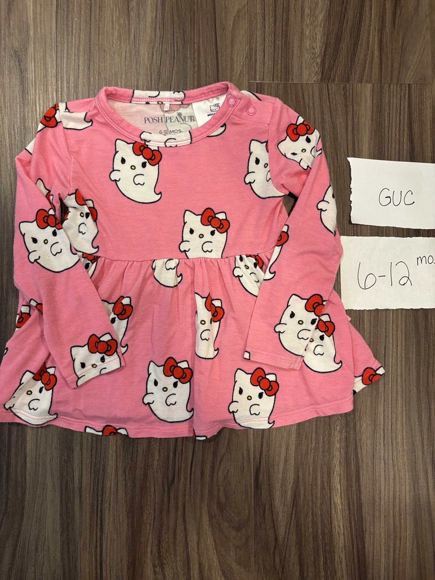 #138 - 6-12 Mo GUC Bamboo (Posh Peanut) Hello Kitty Ghost Shirt