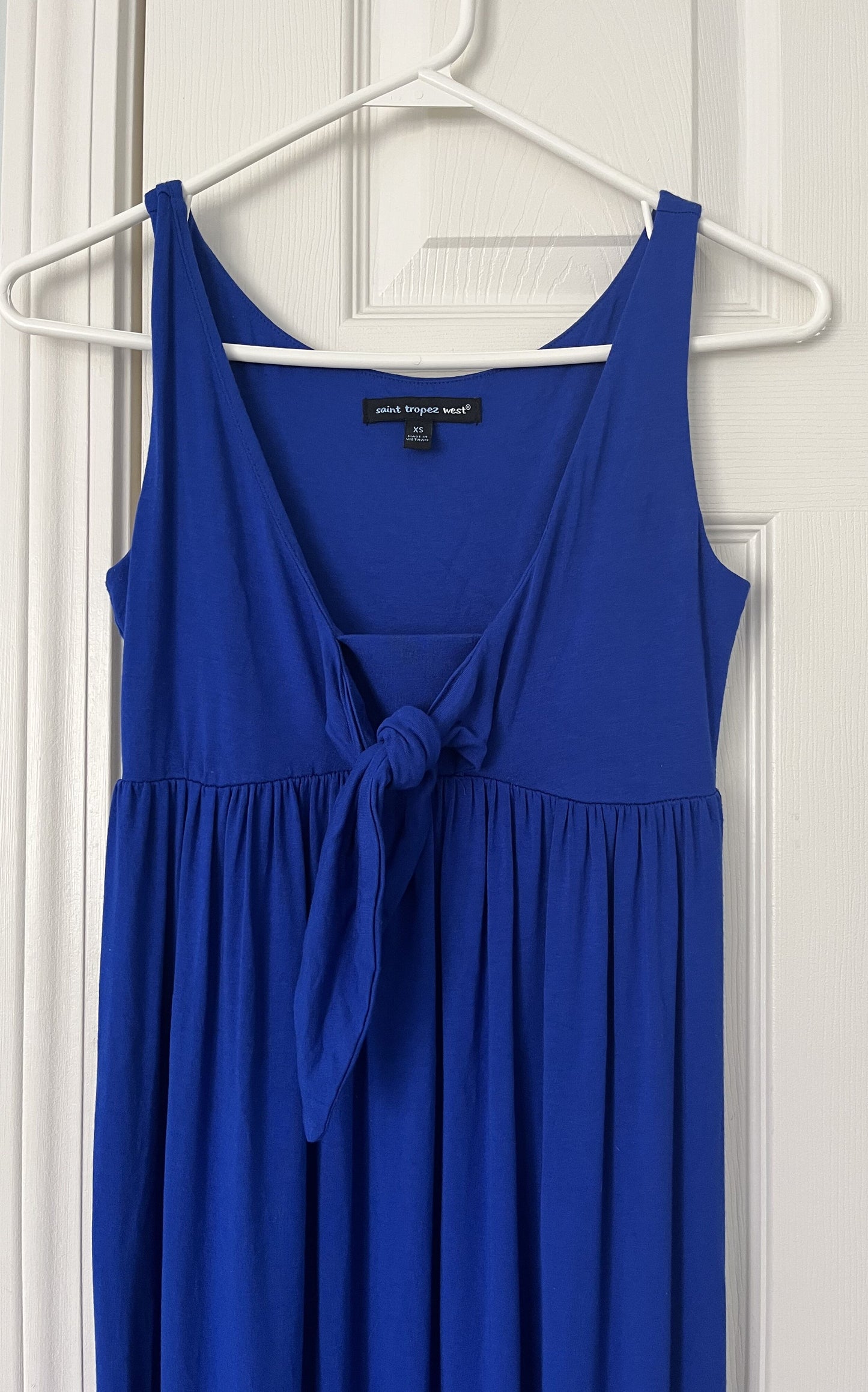 #124 EUC Blue Tie Front Maxi Dress Women's XS