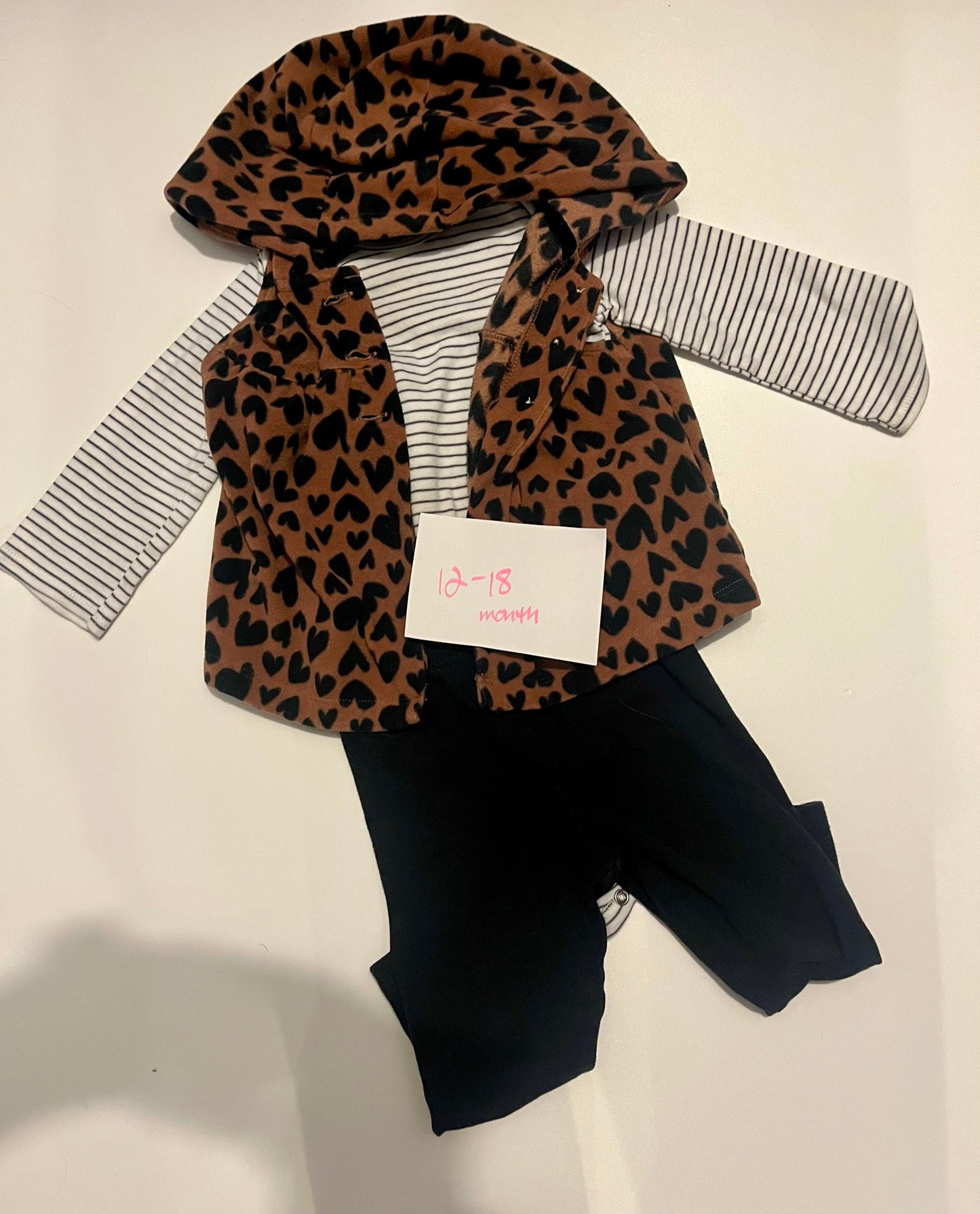 #32 Girls 12-18 month fleece heart vest outfit *reduced*