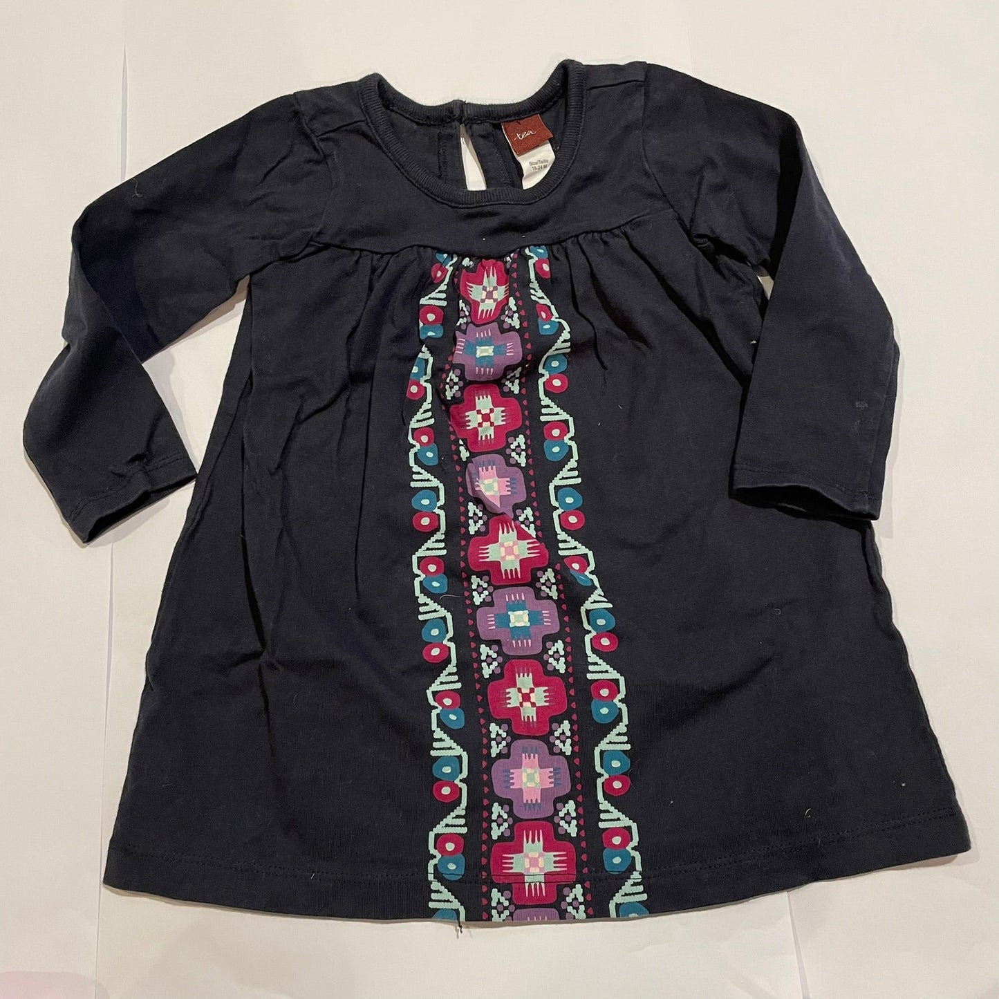 #126 Girls Tea 18-24m Navy Dress EUC