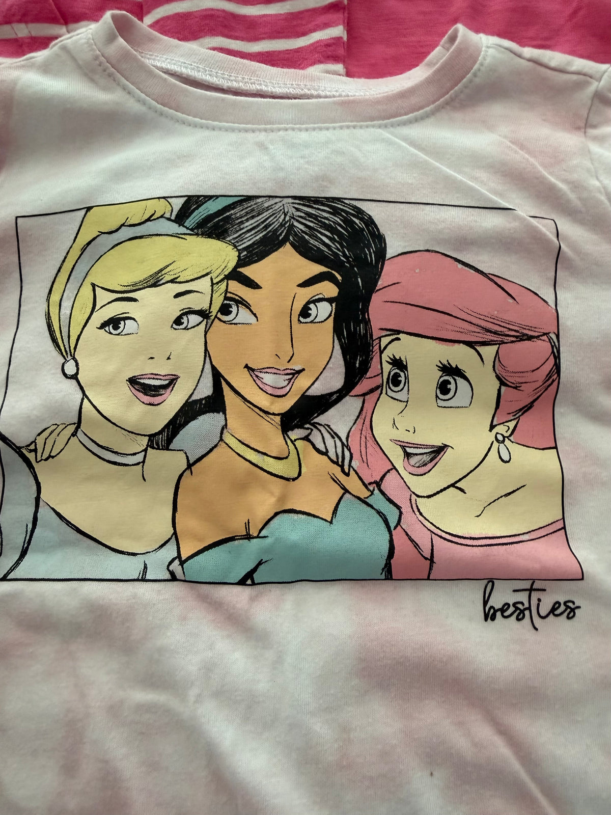 #117, Girls 3T, Primary pink striped hoodie & sweatshirt, Disney pink princess shirt bundle, VGUC
