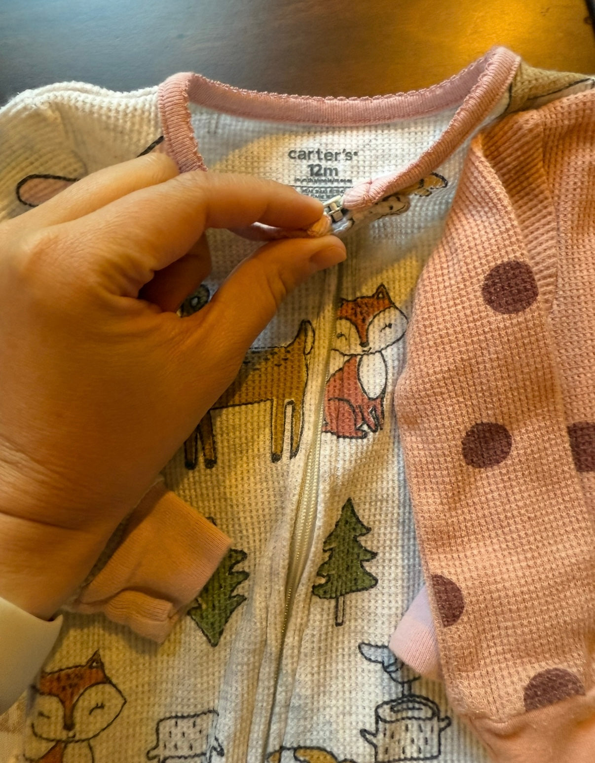 #51 REDUCED Carters Bundle of 12M Waffle Knit Sleep and Play Pajamas