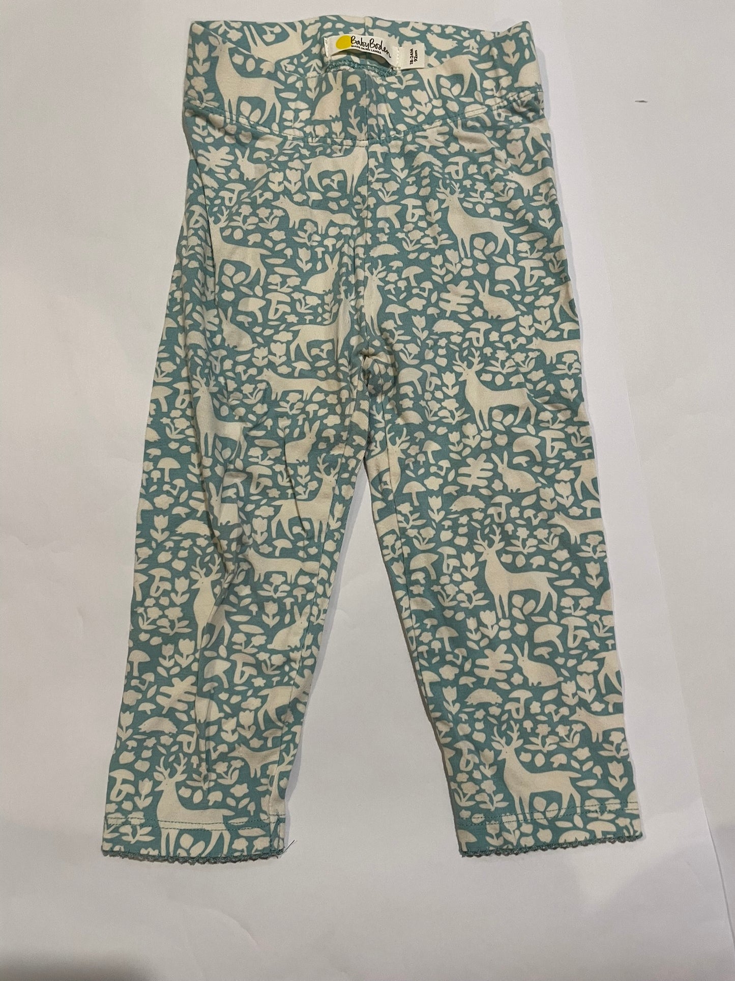 #126 Baby Boden 18-24m light blue Woodland Friends Leggings GUC