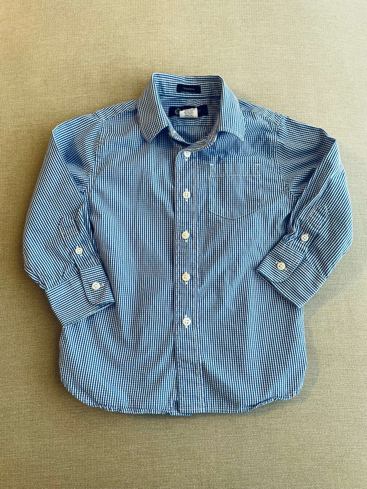 Seller #12 | CrewCuts | Boys Blue and White Checkered Button Down | Long Sleeve | EUC | Size 3