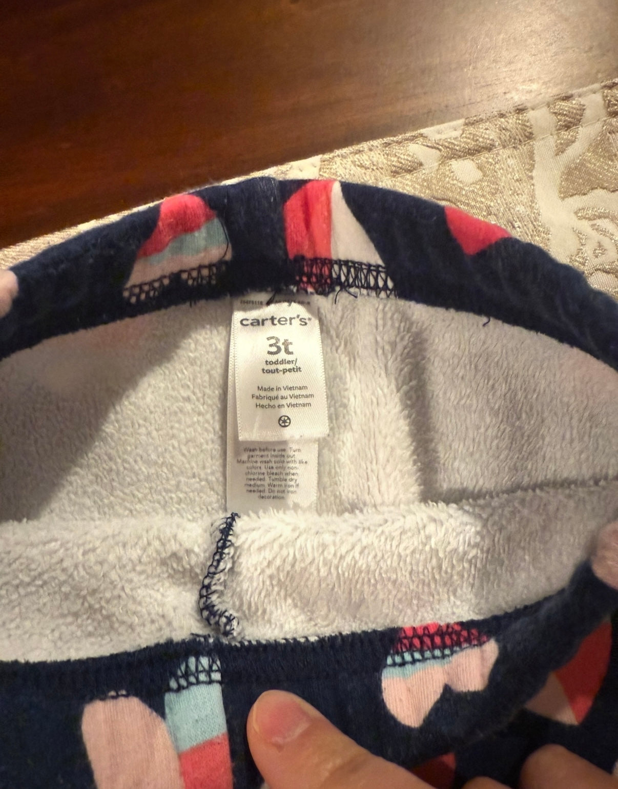 #51 3T Hearts Fleece Lined Thick Leggings