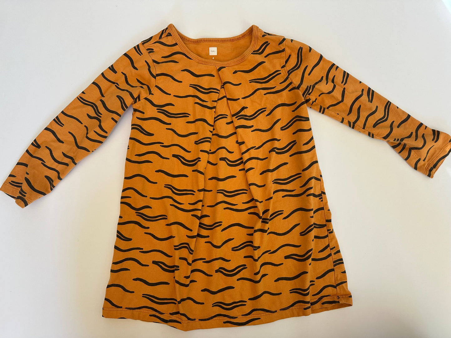 #104 Tea collection girls size 4 tiger print orange dress